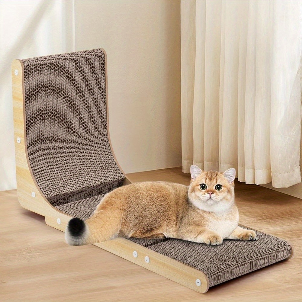 TEMU Cat Scratching Board, 68 Cm L Shape Cat Scratcher, Cat Cardboard Scratcher With Ball Toy, Cat Wall Scratcher, Protector Furniture