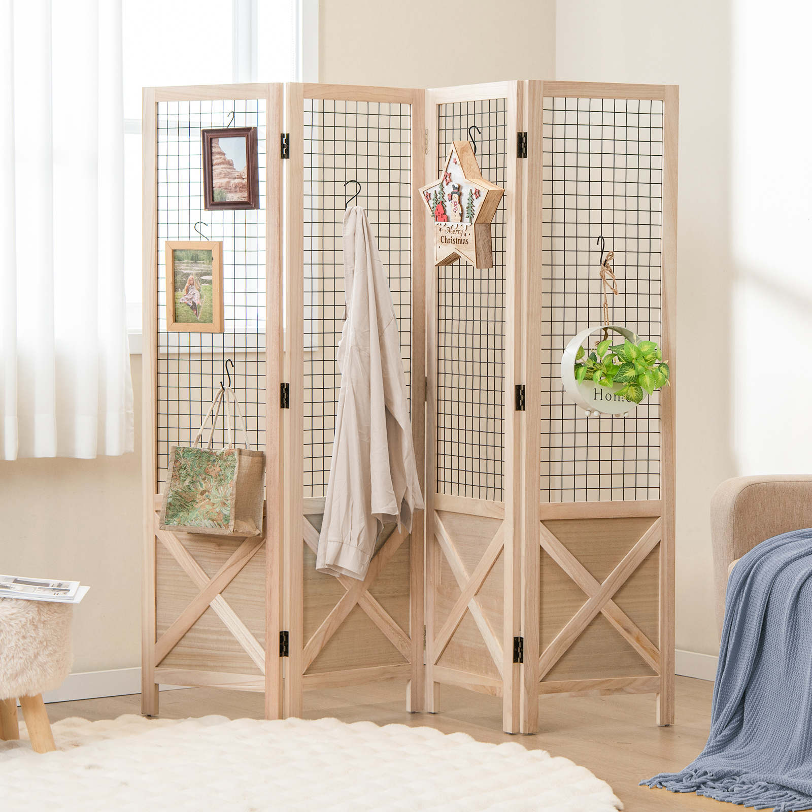 Image of Folding Display Stand, Freestanding Privacy Screen Panel For Home, Office, No