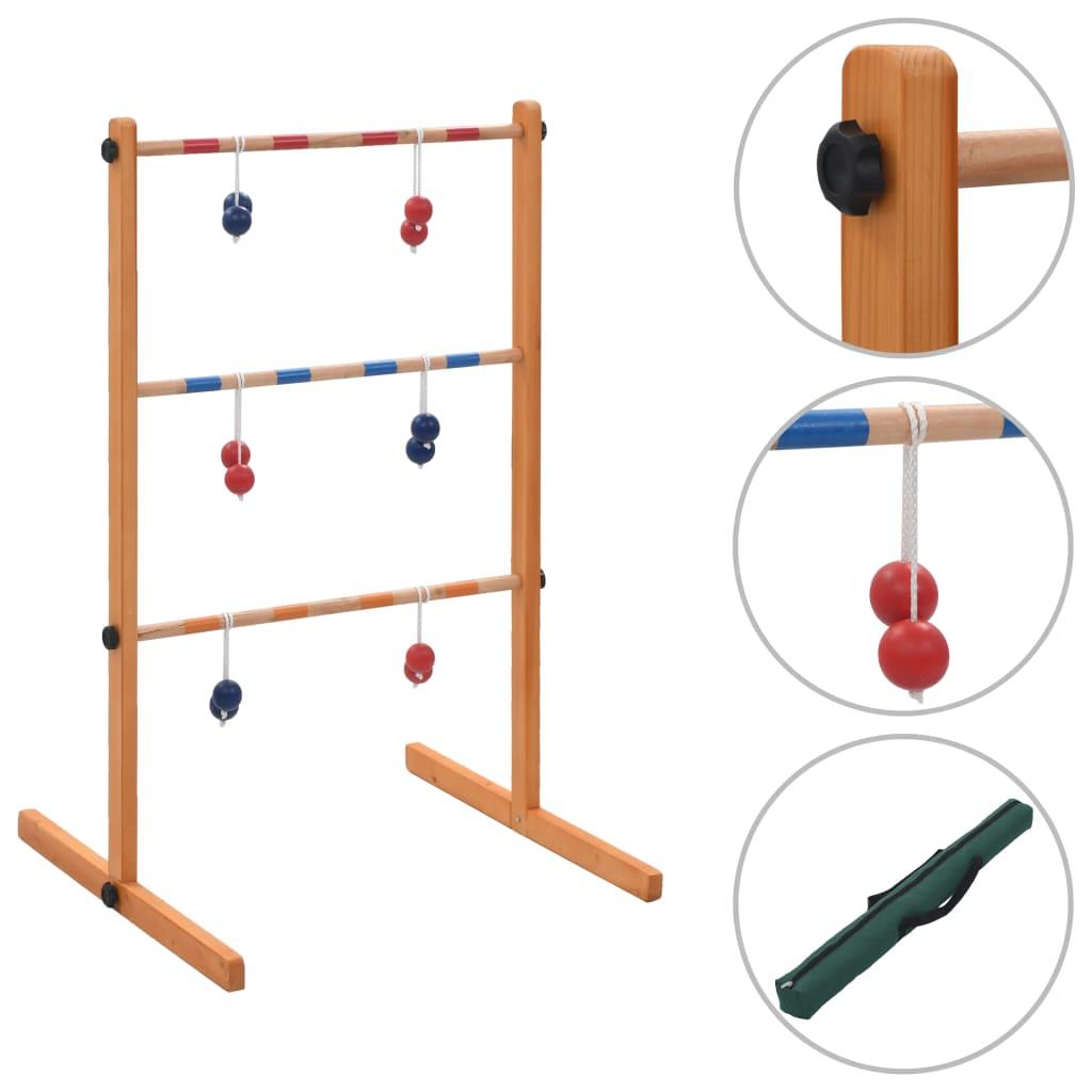 Vidaxl Jeu De Golf Sur Echelle Jouet Jeu De Ballon D'echelle Jardin Extérieur Jeux Air Pour Adulte Enfant 6 Paires De Balles Bois