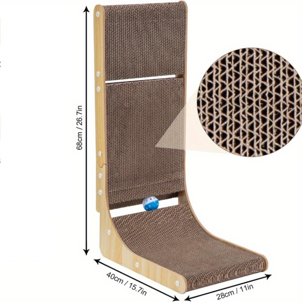 L Shape Cat Scratching Board with Ball Toy