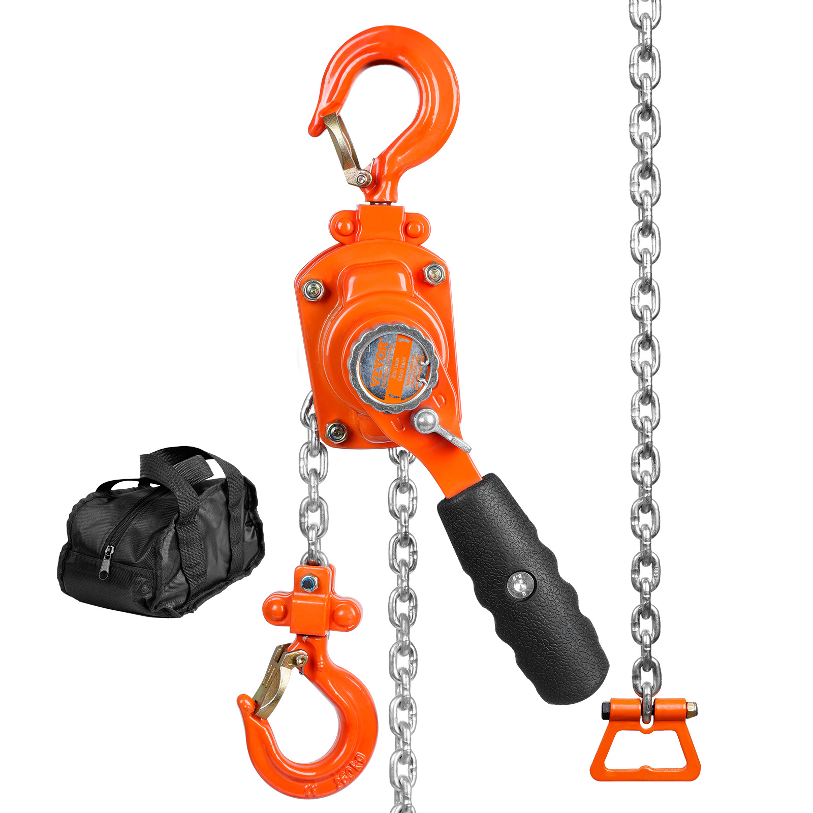 Image of Vevor Manual Lever Chain Hoist, 1/4 Ton 550 Lbs Capacity 1.5m Come Along, G80 Galvanized Carbon Steel With Double-pawl Brake, Auto Chain & 360° Rotation Hook, For Dock