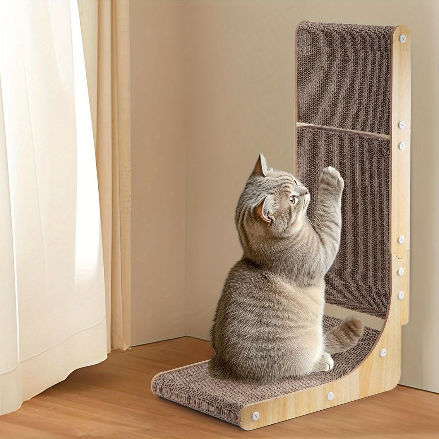 L Shape Cat Scratching Board with Ball Toy