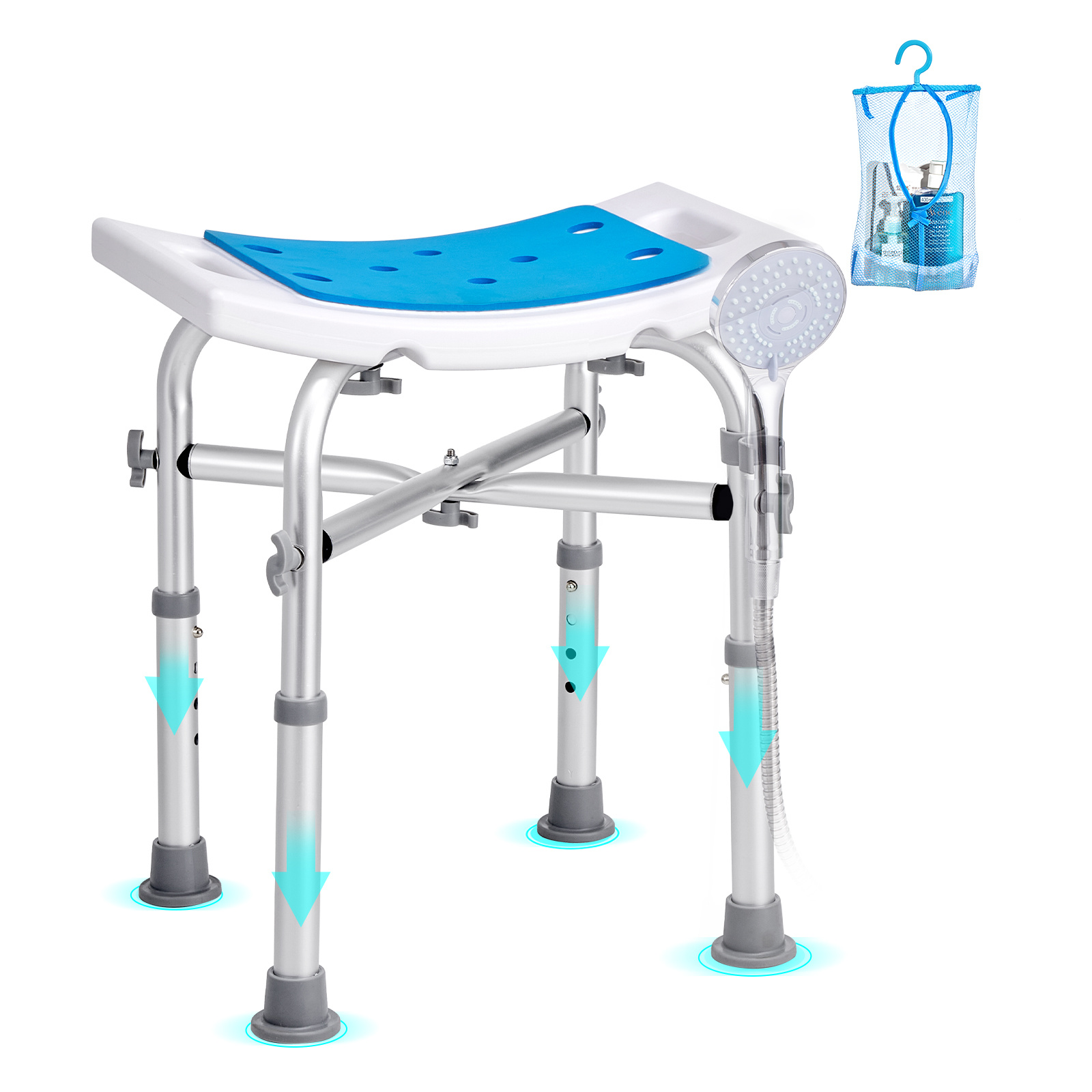 Image of Vevor Shower Chair, Adjustable Height Shower Stool With Support, Shower Seat For Inside Shower Or Tub, Non-slip Bench Bathtub Stool Seat For Elderly Disabled Handicap, 226.8 Kg Capacity