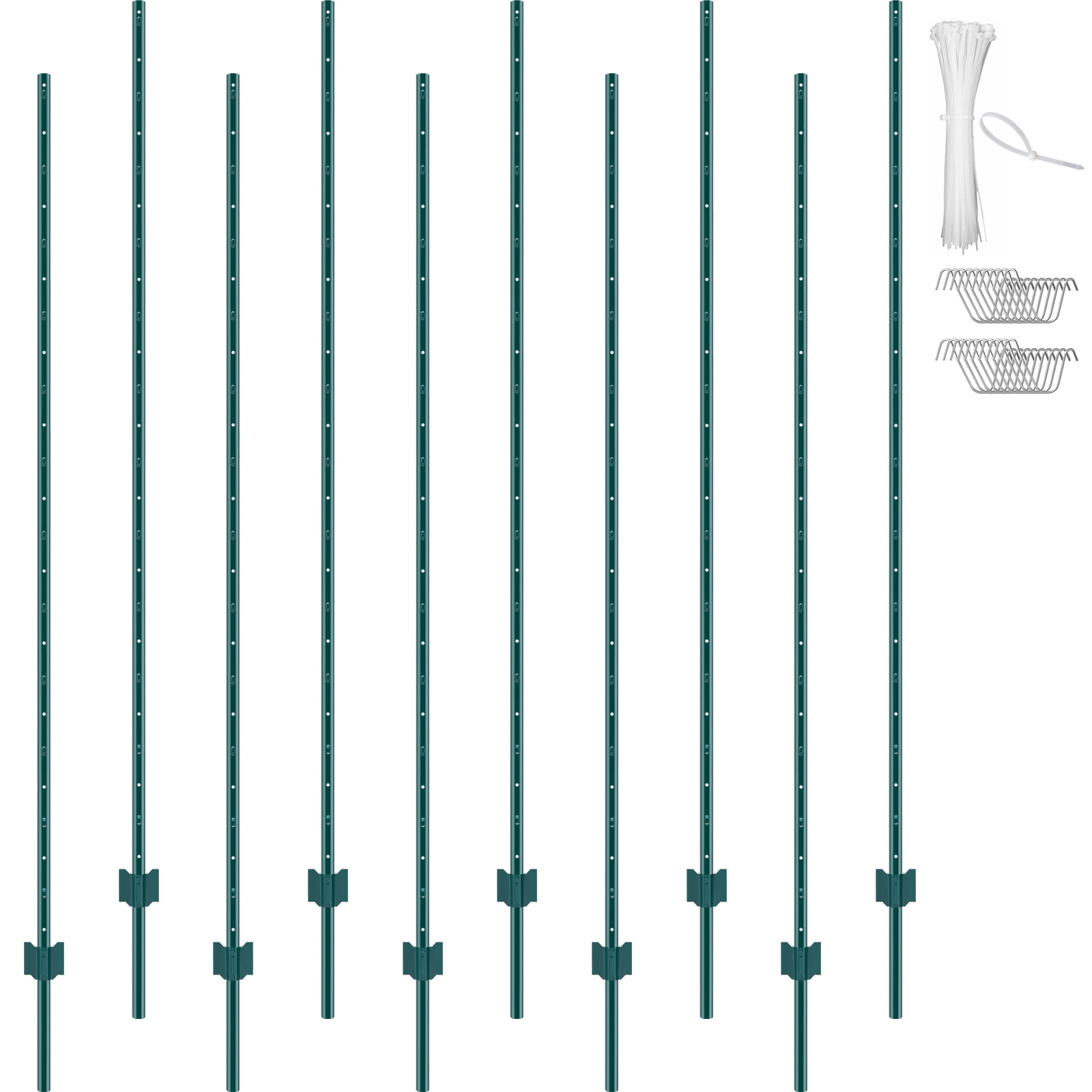 Vevor Fence Post 10 Pack Heavy Duty Metal Fence Posts Green
