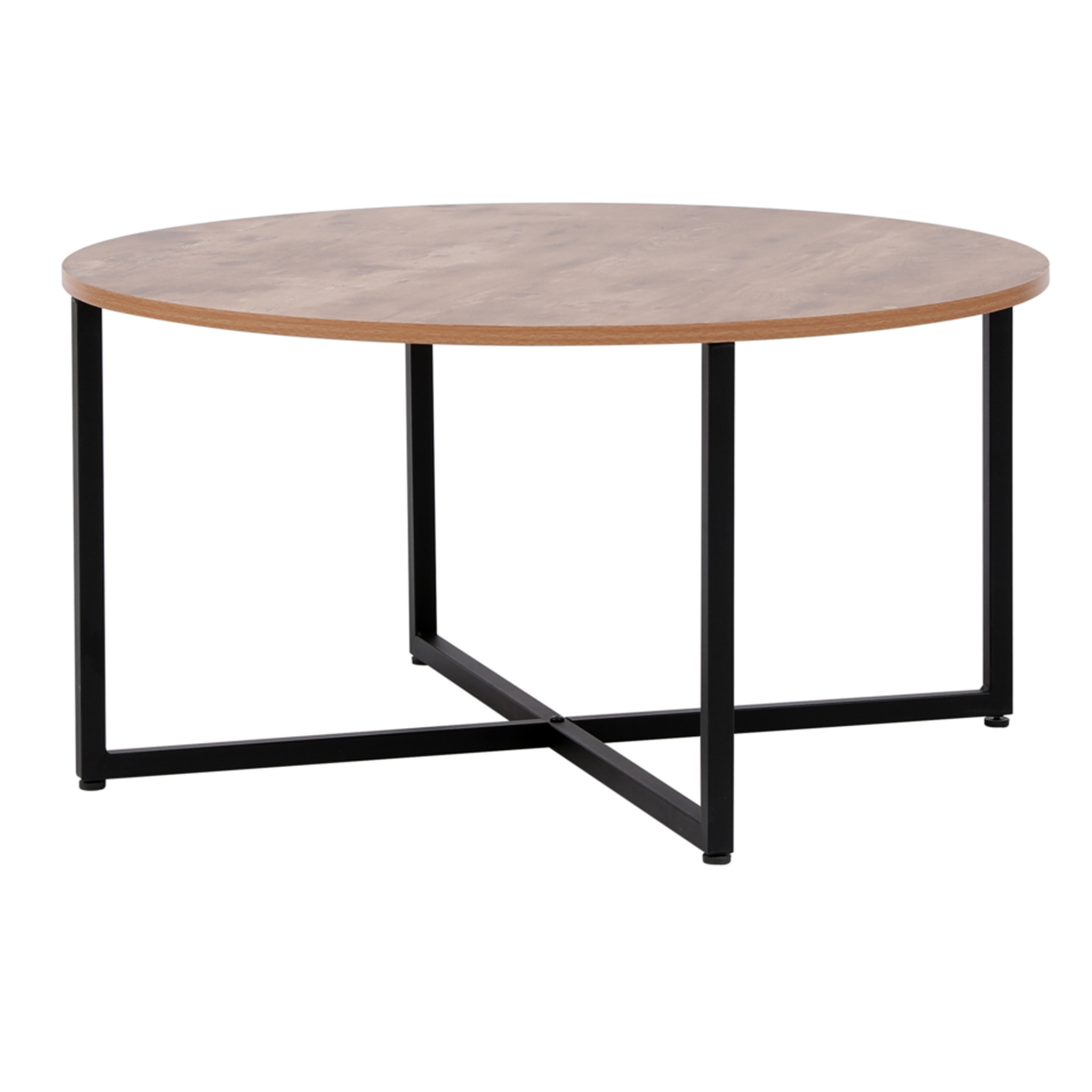 Round Coffee Table Side Table In Wood Look - Minimalist Living Room Table, Stable Sofa Table With Reinforced Frame, Compact Size, Loadable Up To 90 Kg