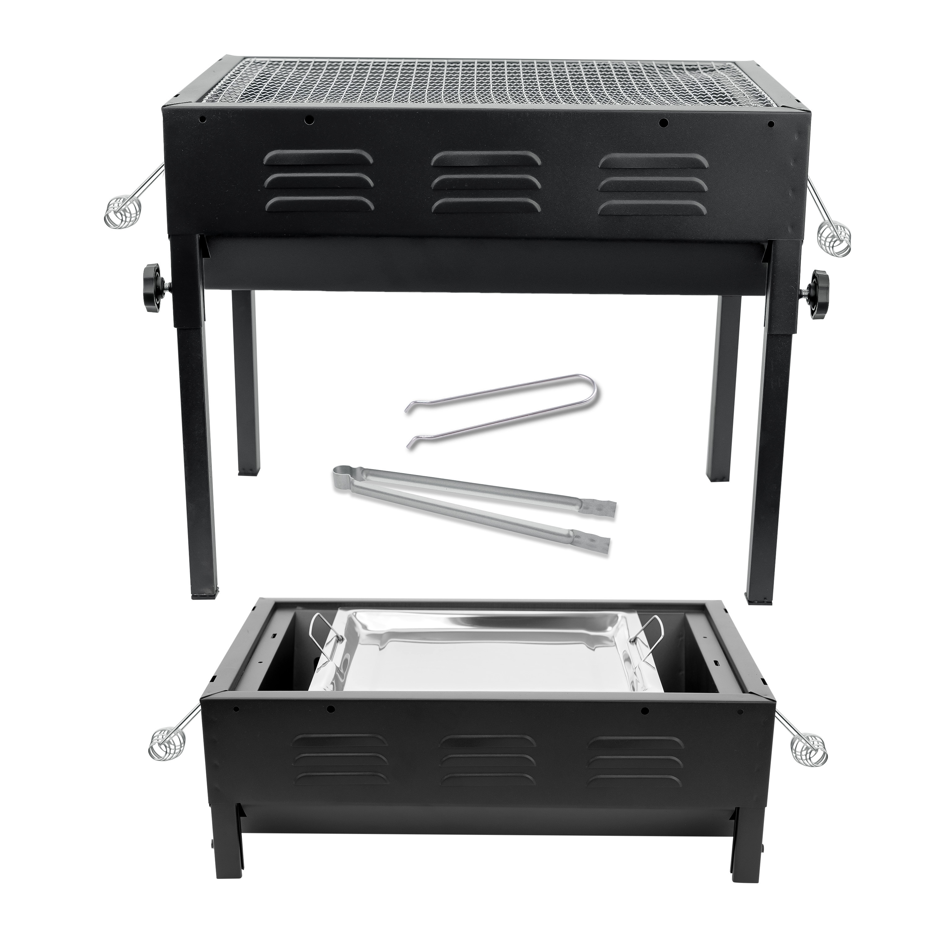 TEMU Portable Bbq Grill - Large Stainless Steel Charcoal Barbecue Grill For Garden, Travel, Camping, Picnic, Outdoor Cooking - Bbq Grill With Steel