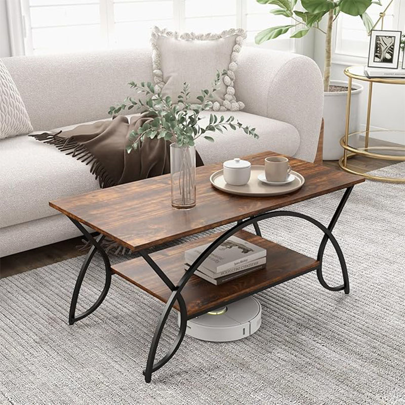 Wood Coffee Table, Living Room Adjustable Metal Coffee Table With Storage, Modern Scandinavian, Load 70 Kg