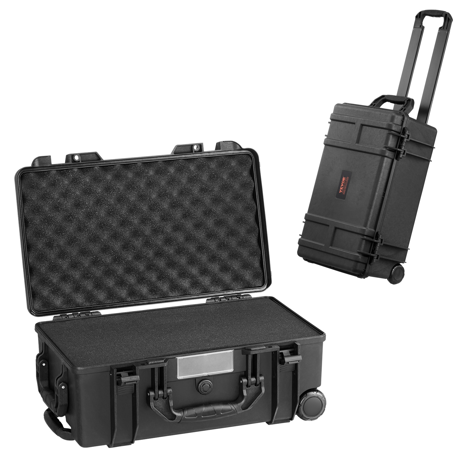 Vevor 1.58 Cu.ft Weatherproof Hard Case With Retractable Pull Handles & Wheels