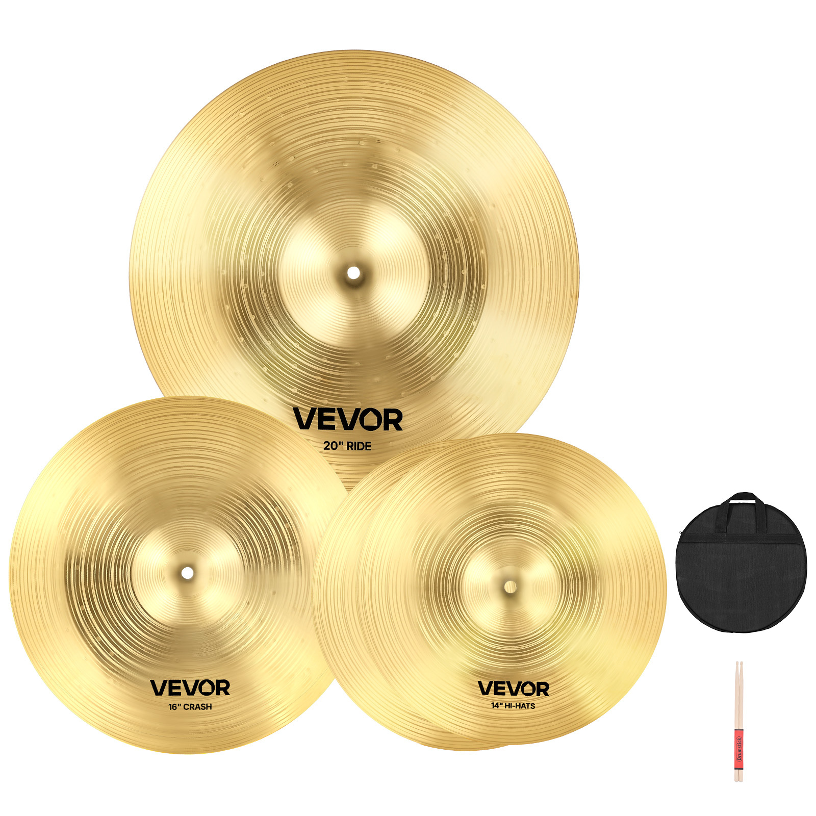 TEMU Vevor Cymbal Pack 3pcs Cymbals Drum Set 14 16 20 Inches Cymbals For Drum