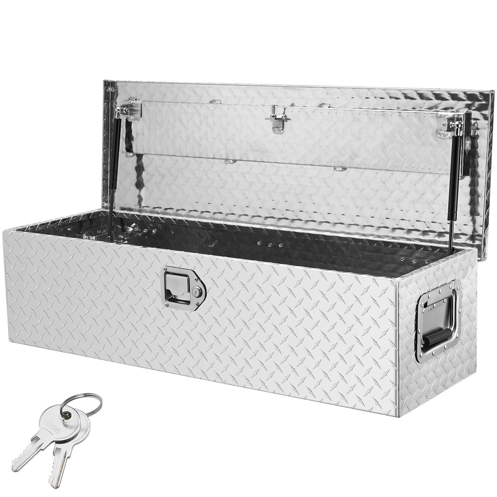 TEMU Vevor Heavy Duty Aluminum Truck Bed Tool Box, Diamond Plate Tool Box With Side Handle And Lock Keys, Storage Tool Box Chest Box Organizer For