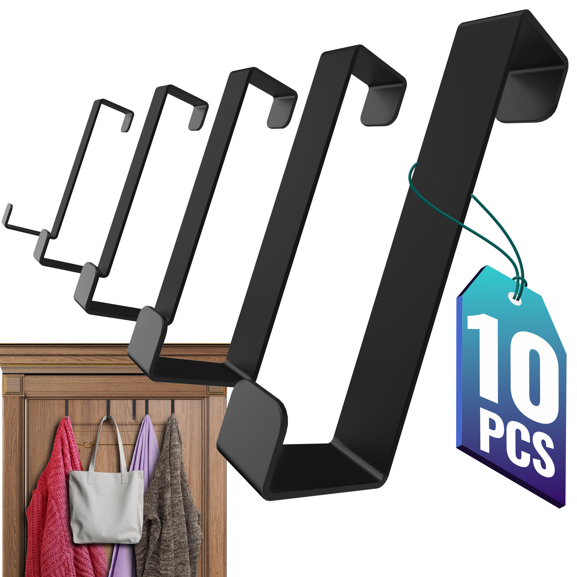 Lindenstein Türgarderobe - White/black/silver | & Solid Coat Hooks | Flexible As Single Hook Or Rail | Stable Hook Rail For The Whole Apartment