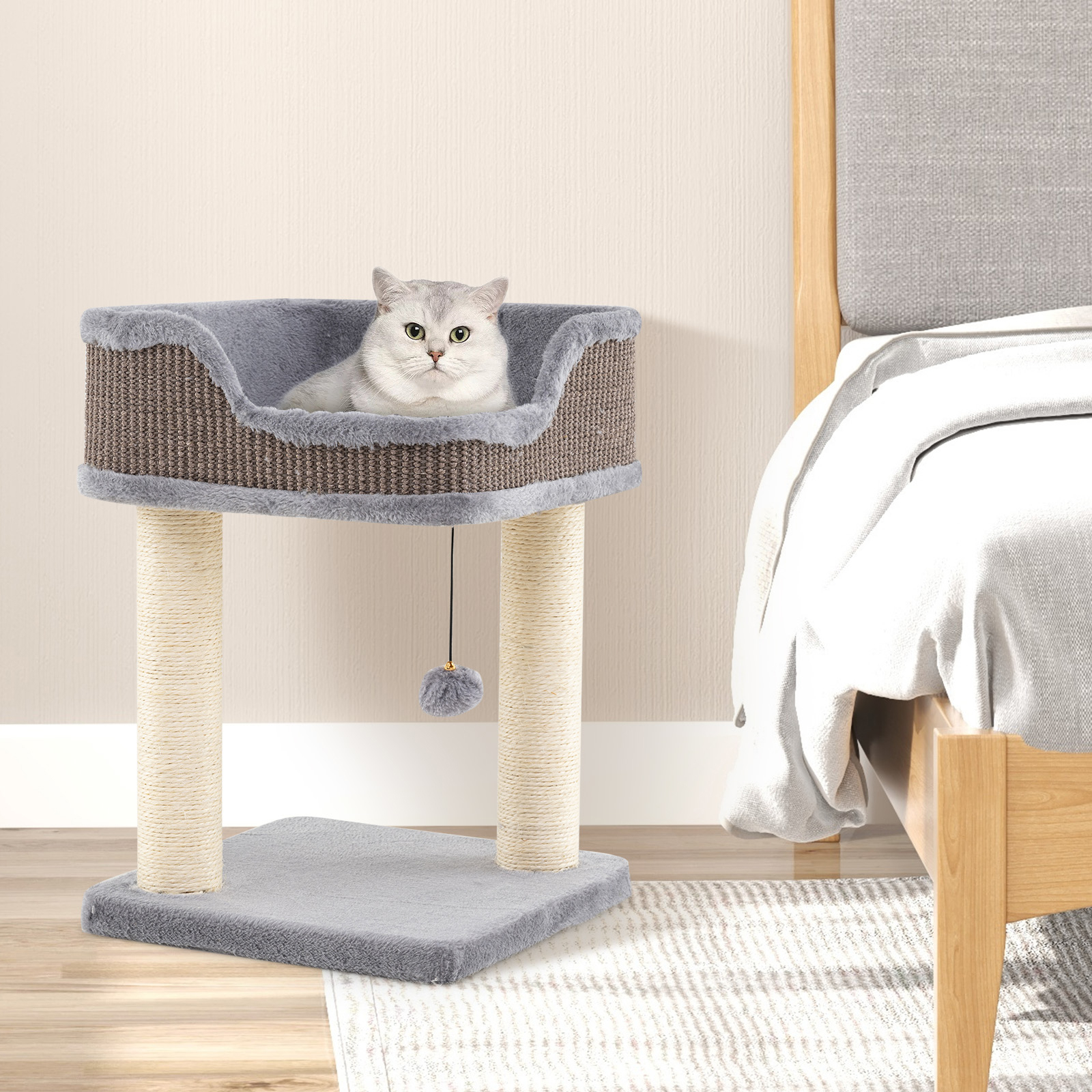 Modern Cat Tower, Dangling Ball, Cat Kitty Activity Center For Indoor Cats
