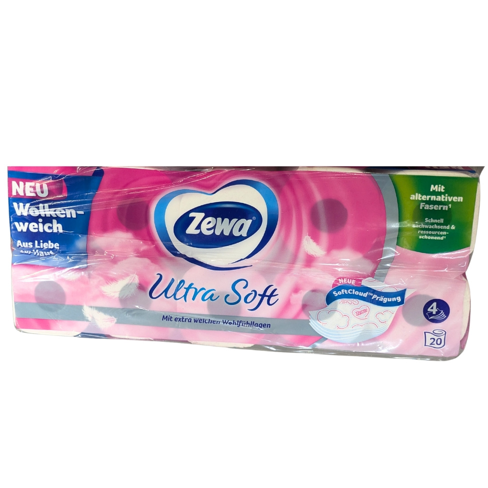 E-shop Zewa Ultra Soft Toilettenpapier mit Strohanteil 4 Lagig 1x20 / 2x20 / 3x20 Rollen Grosspackung