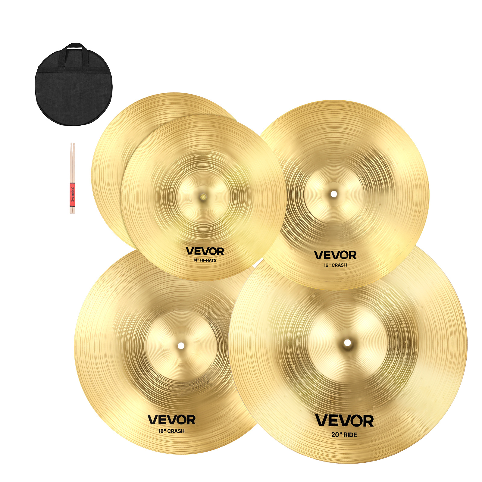 Vevor Cymbal Pack 4 Pieces Cymbals Drum Set 14 16 18 20 Inches Cymbals For Drum