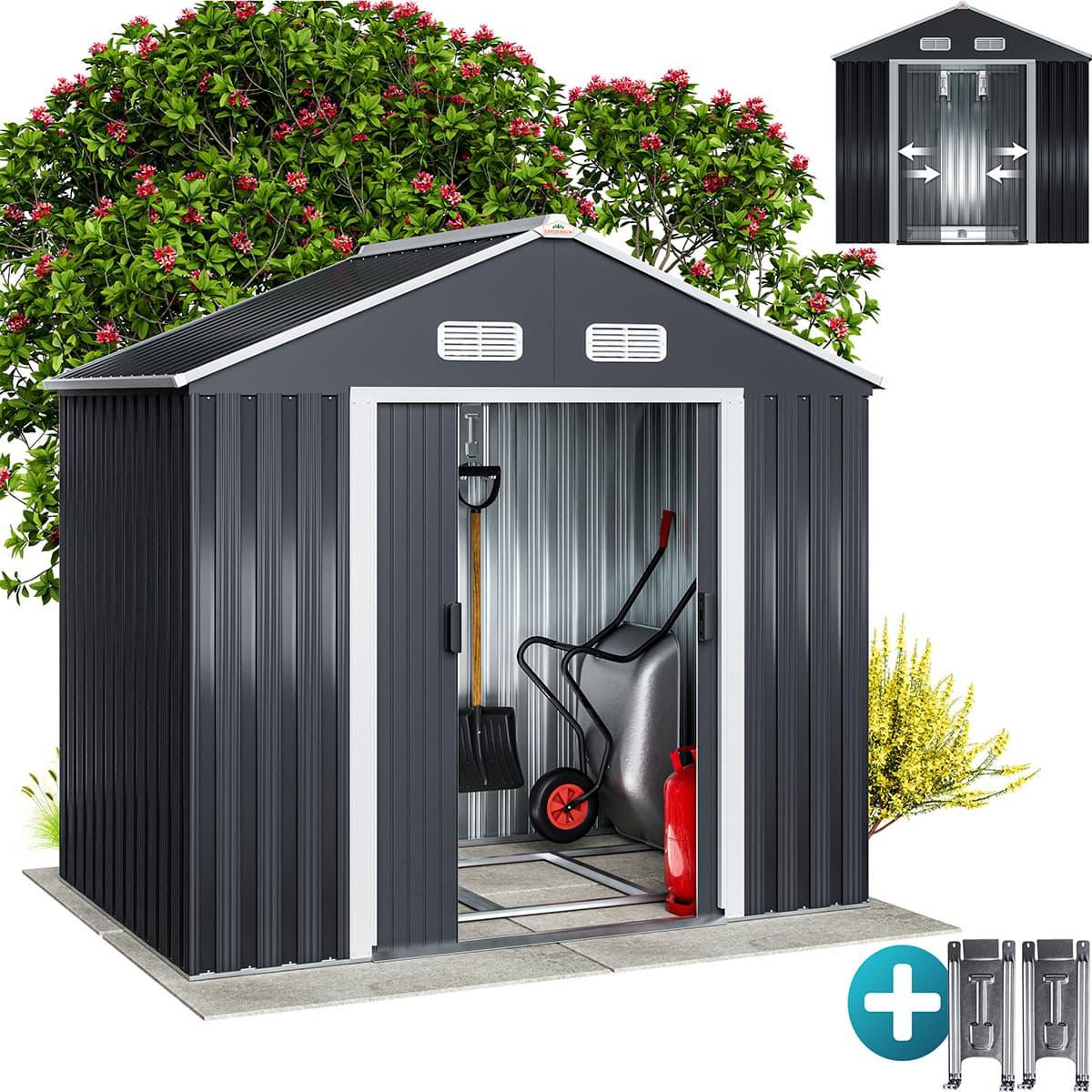 Xl Metal Tool Shed 2m² With Foundation Sliding Door Tool Cabinet Garden Shed Cabinet 4m³