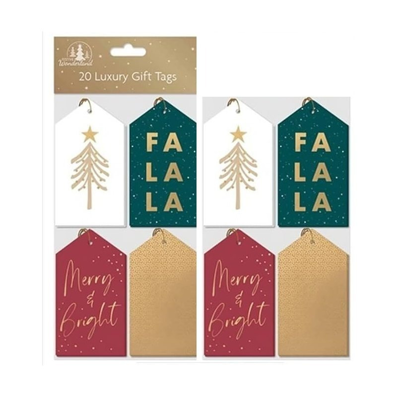TEMU Bg Festive Wonderland (bgx24005) 20 Pack Luxury Christmas Gift Tags, With Thread Christmas Tags Stylish Gold - Pack Of 20