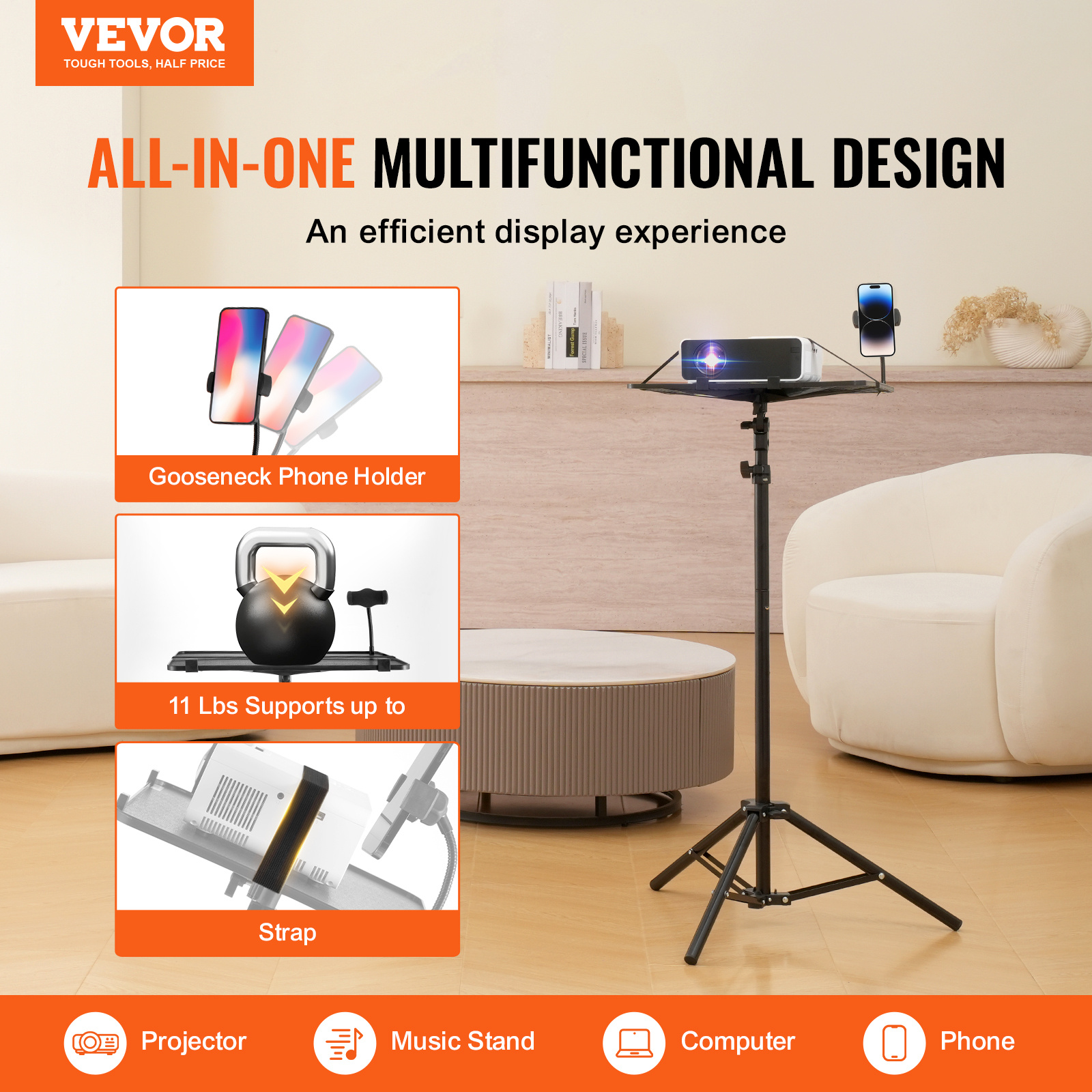   projector stand laptop stand tripod altezza regolabile da 26,97 a 63 pollici Dettagli dell'articolo 0