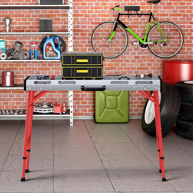 Folding Work Table, 450 Kg Capacity Heavy-duty Workstation With 2 Bar Clamps, Carrying Handle, Portable Collapsible Workbench
