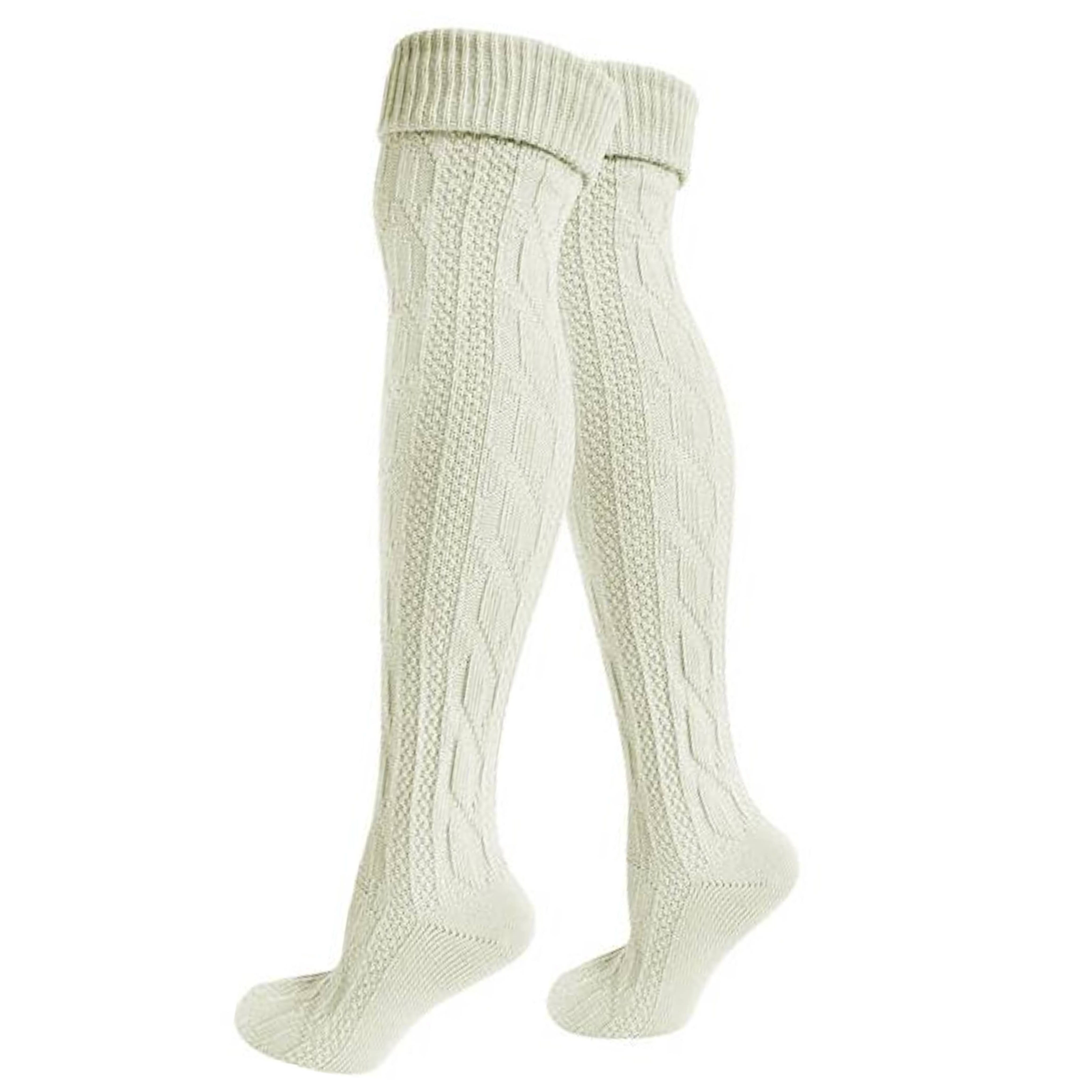 E-shop Herren Trachtensocken Strümpfe Extra lang 75cm Overknee-Strümpfe Trachten Socken Trachtenmode Socken Langsocken mit Zopfmuster - aus wolle für