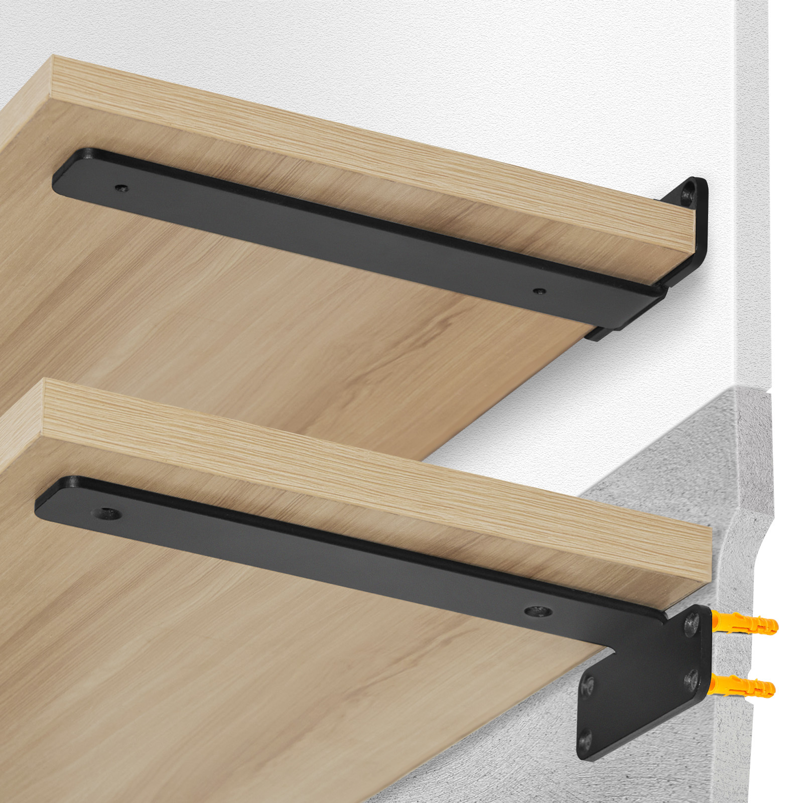 Vevor Shelf Bracket, 8"l X 4"w X 1.6"h 6pcs, Heavy Duty Floating Shelf Brackets, Brackets For Shelves, 5mm Thick Matte Black L Shelf Bracket,steel Shelving Brackets With 160 Lbs Load Capacity