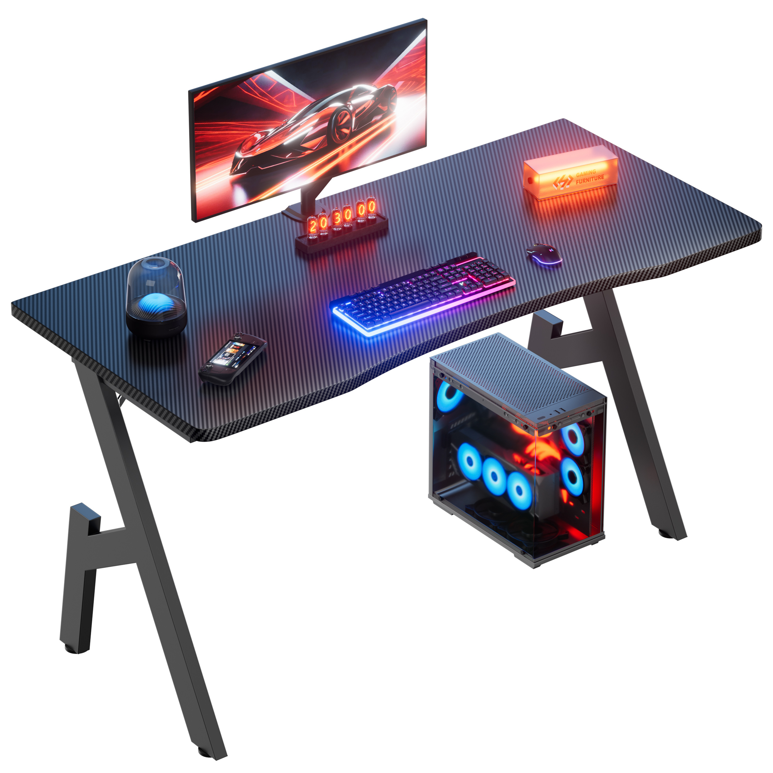 TEMU Carbon Fibre Gaming Desk, Lightweight And Practical, Ergonomic Computer Desk Featuring A Heavy-duty And Cable Grommets For Home Office And