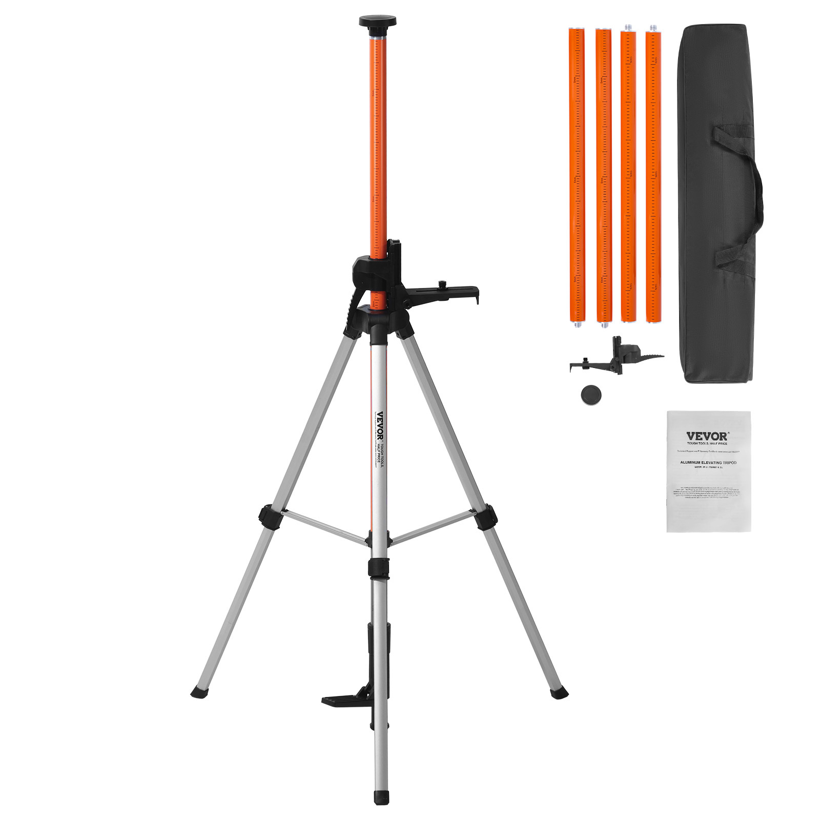 Vevor Laser Level Tripod 10.2 Cm-20 & 20.3 Cm-11 Thread 1040-3400 Mm Height Adjust