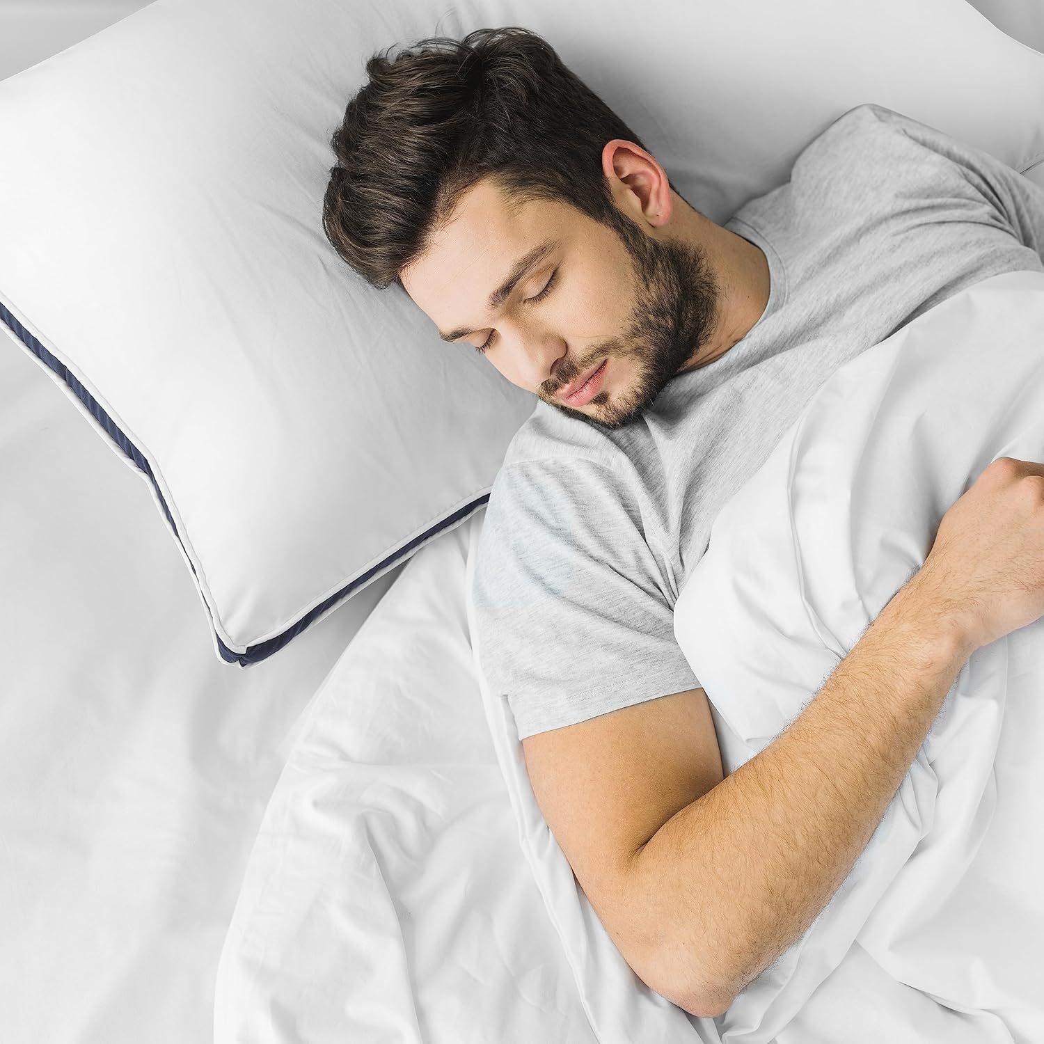 4 Fluffy Bounce Back Hotel Pillows Side Sleeper Deep Premium Filled Hotel Quality White Pillows, Neck Support Sleeping Bedroom, Guestroom, Bed Pillow for Comfort & Relaxation Dust Proof Resistant