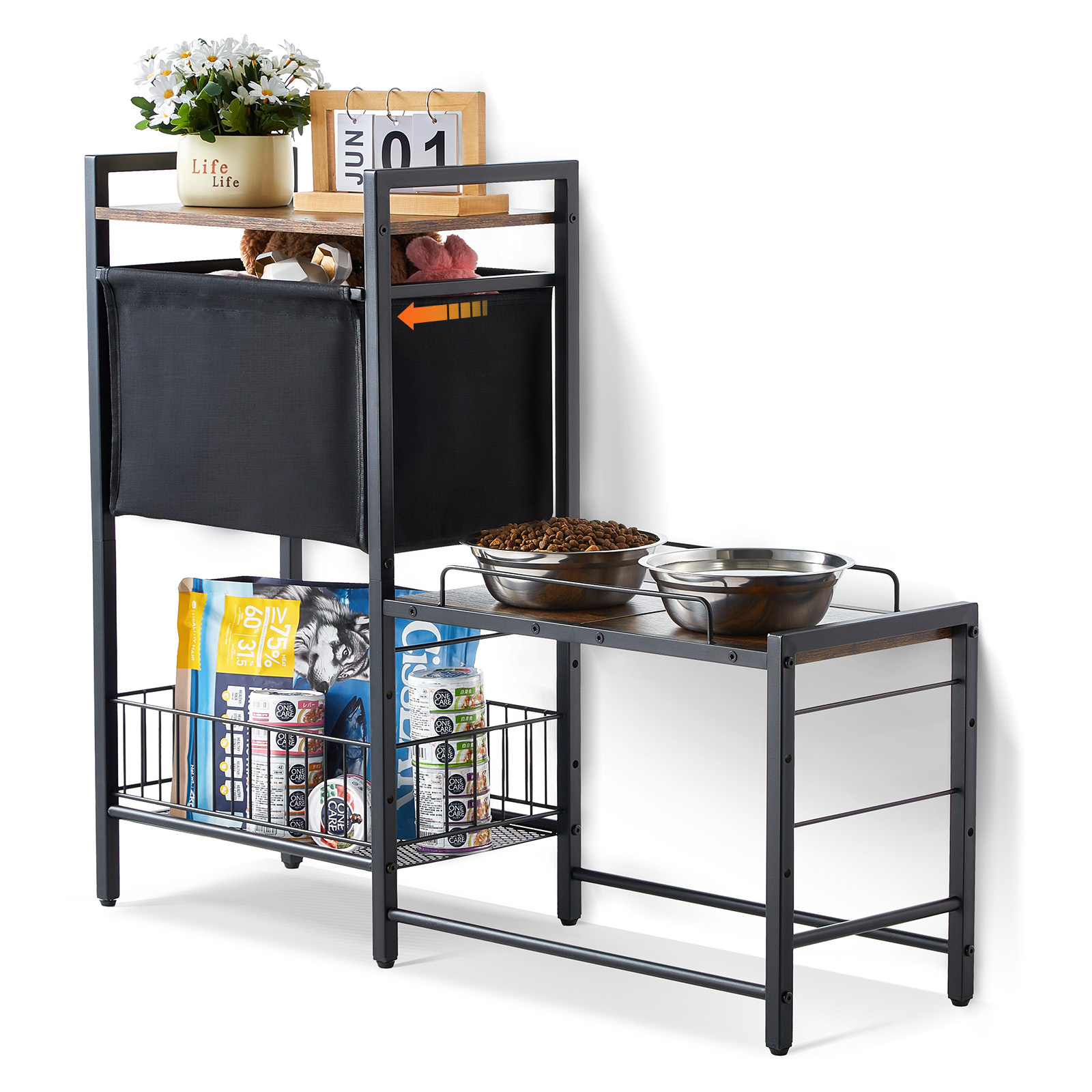 Image of Vevor Pet Feeding Station With Storage Dog Food & Toy Organizer Raised Dog Bowls
