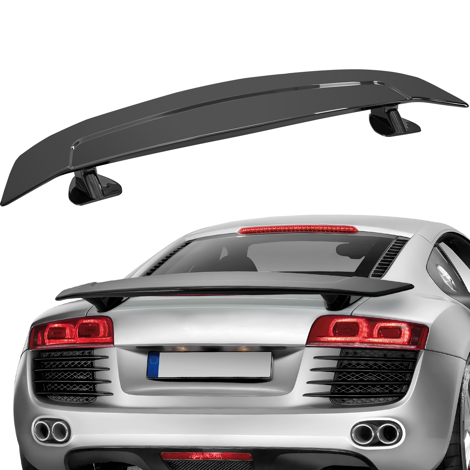 TEMU Vevor Gt Wing Car Spoiler, 46.3 Inch Universal Spoiler, Compatible With Most Sedans And Coupes, High Strength Abs Material, Car Rear Spoiler