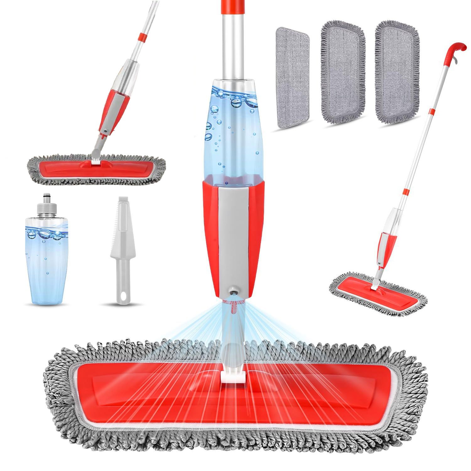 TEMU Mop With Spray Function Spray Mop - Spray Mop Floor Mop For Floor Cleaning With 3 Washable Pads Mop Spray Floor Mop Floor Mop For Laminate Wood