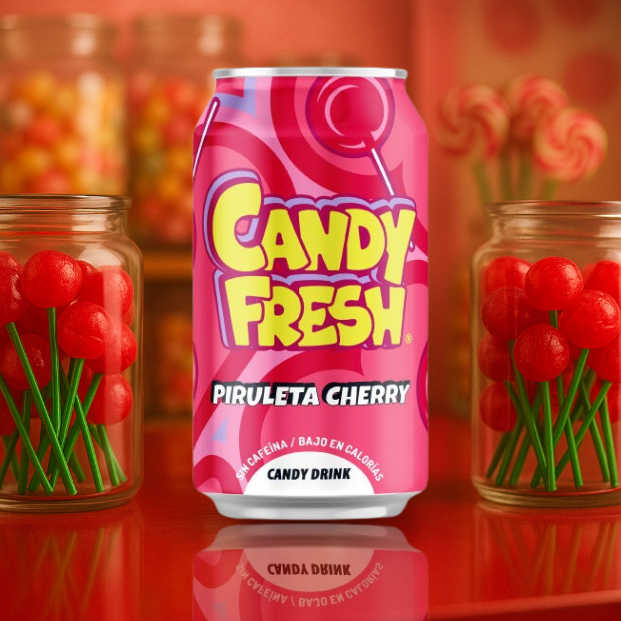 Image of Candy Fresh Piruletta Cherry - Candy Drink With The Taste Of Childhood After Fruity Cherry Lollipops - 330 Ml