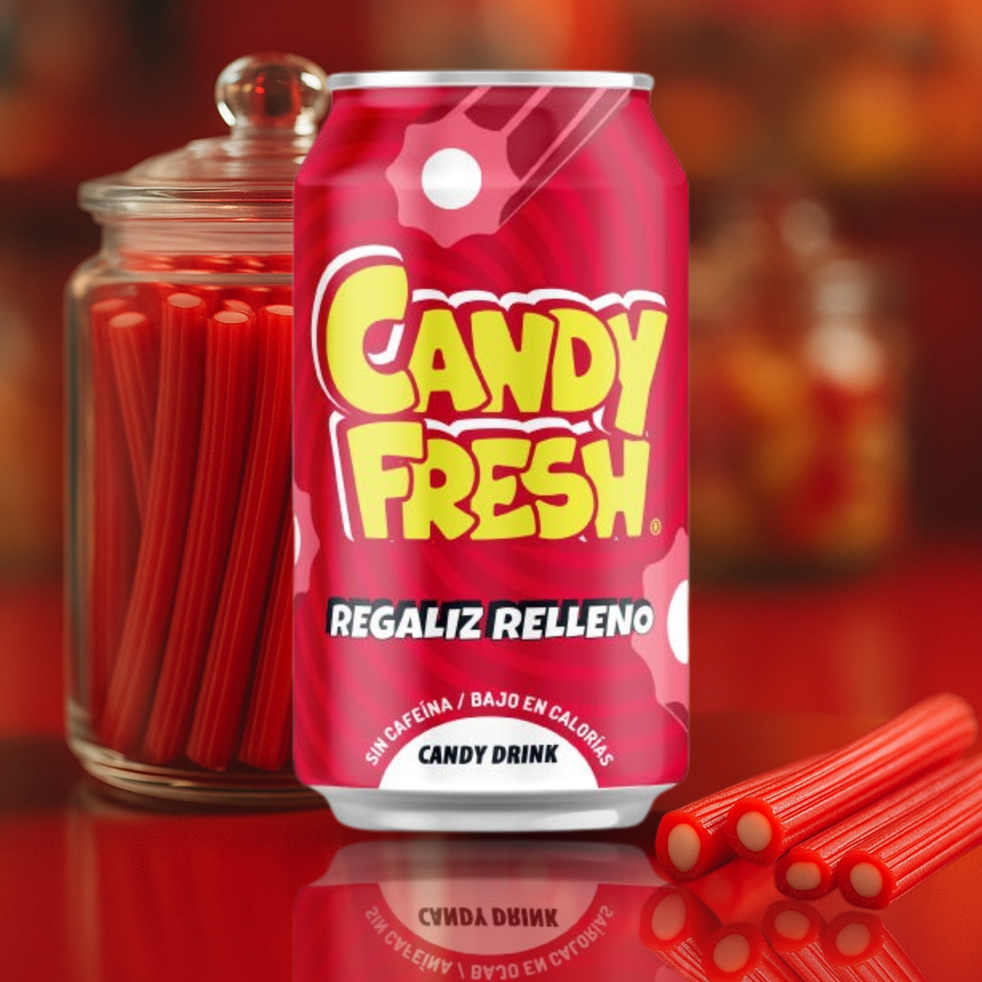 Image of Candy Fresh Regaliz Relleno – Candy Drink With The Taste Of Childhood, Filled With Strawberry Sticks – 330 Ml