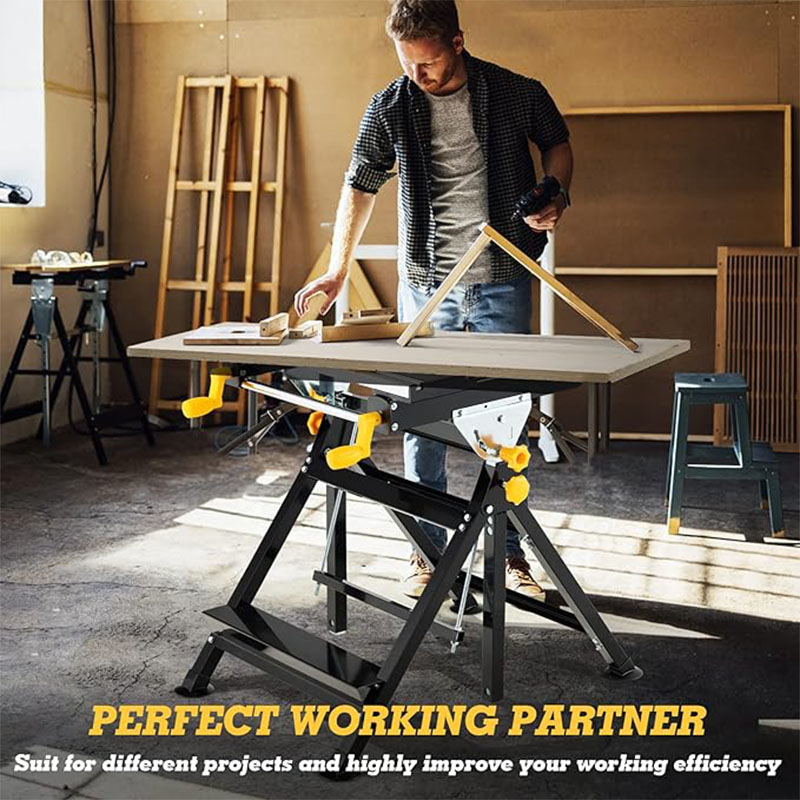 Folding Work Table, Portable Workstation With Tiltable And Extendable Tabletop, 7-level Height Adjustable, Versatile Workbench
