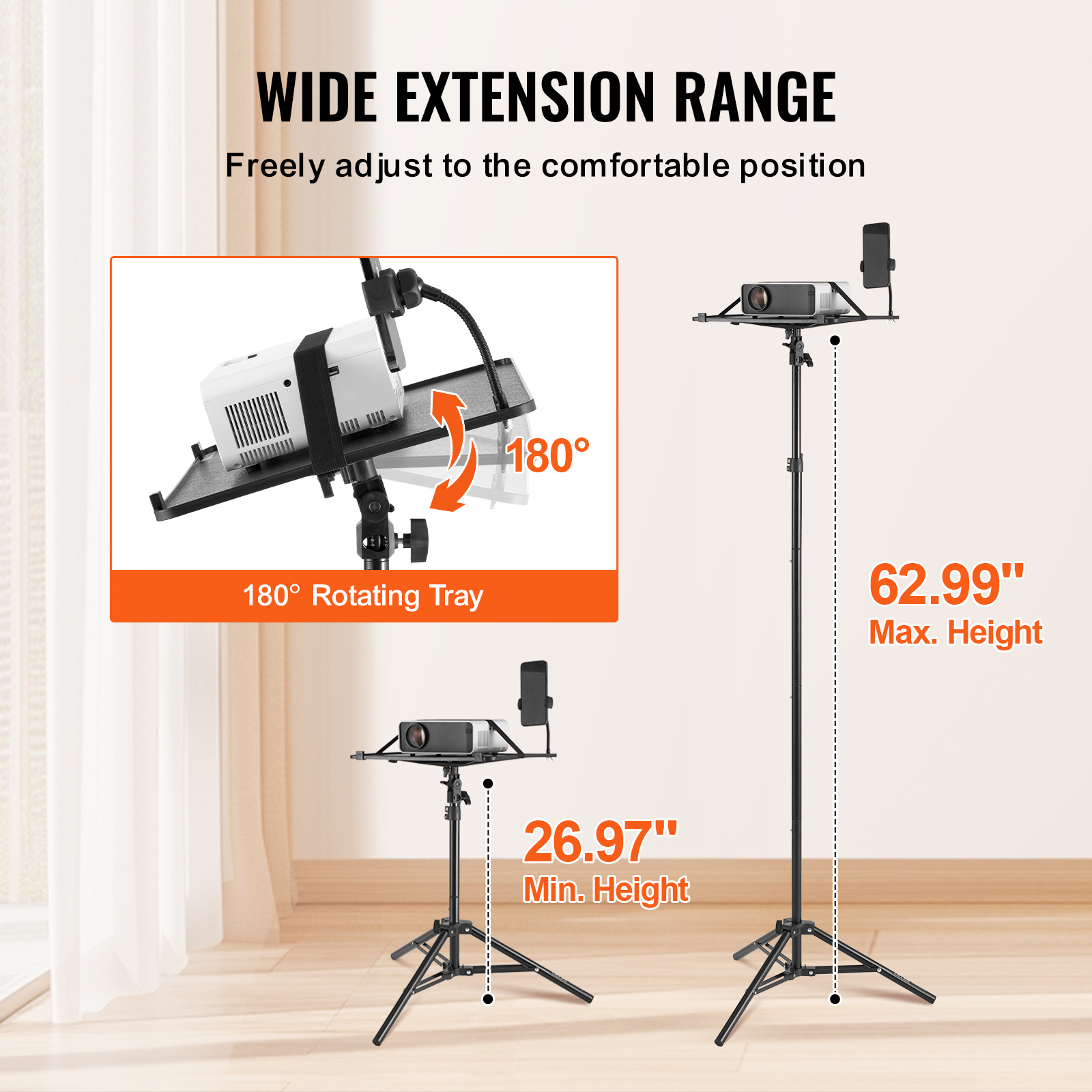   projector stand laptop stand tripod altezza regolabile da 26,97 a 63 pollici Dettagli dell'articolo 2