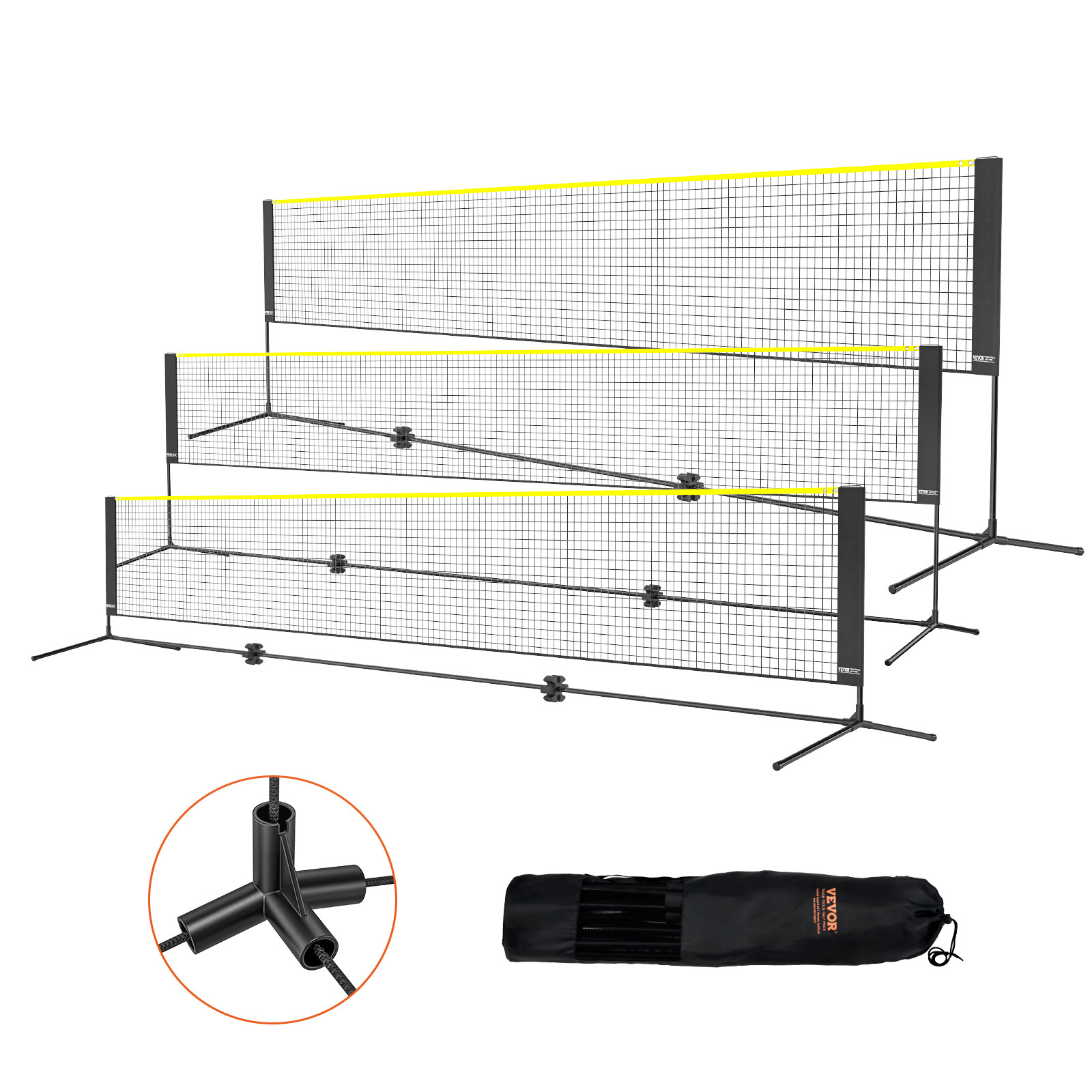Image of Vevor Badminton Net, Height Adjustable Volleyball Net, 17ft Wide Foldable Pickleball Net, Portable Easy Setup Tennis Net Set With Poles, Stand And Carry Bag, For Kids Backyard Game Indoor Outdoor Use