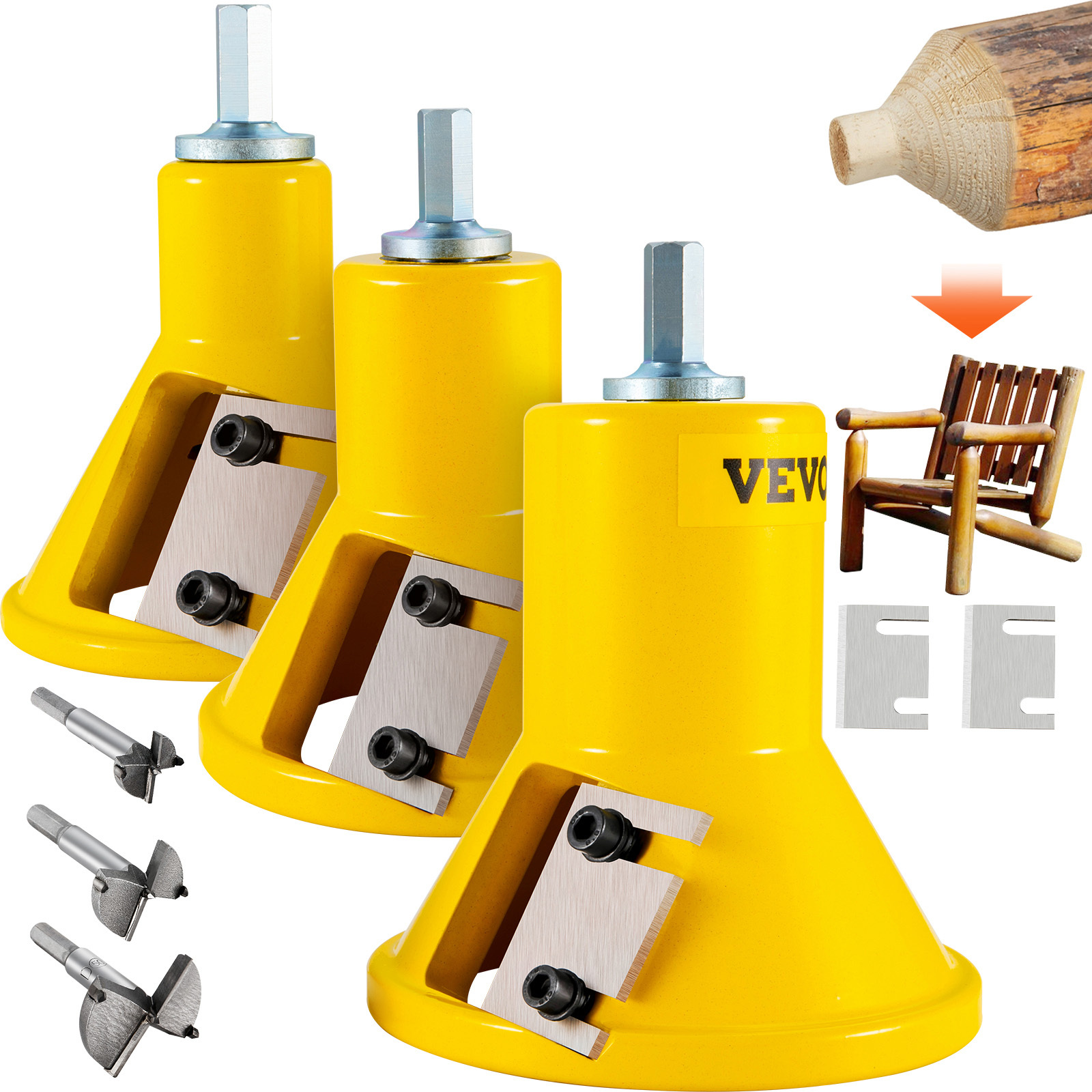 Image of Vevor Tenon Cutter, 1"/25.4mm & 1.5"/38mm & 2"/50.8mm, Premium Aluminum & Furniture Cutter, With Dual Straight & Button Screws Home , Commercial Starter’s Tool For Home D
