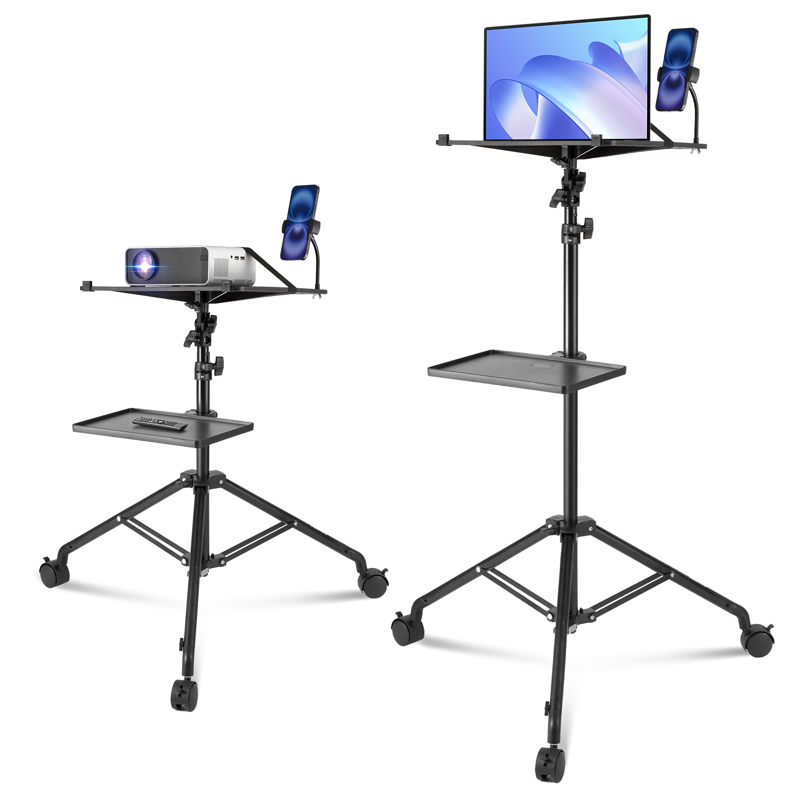 E-shop VEVOR Projektionsständer mit Rollen, Laptopständer mit Dreibein, Höhenverstellung von 31,3 bis 67,3 Zoll