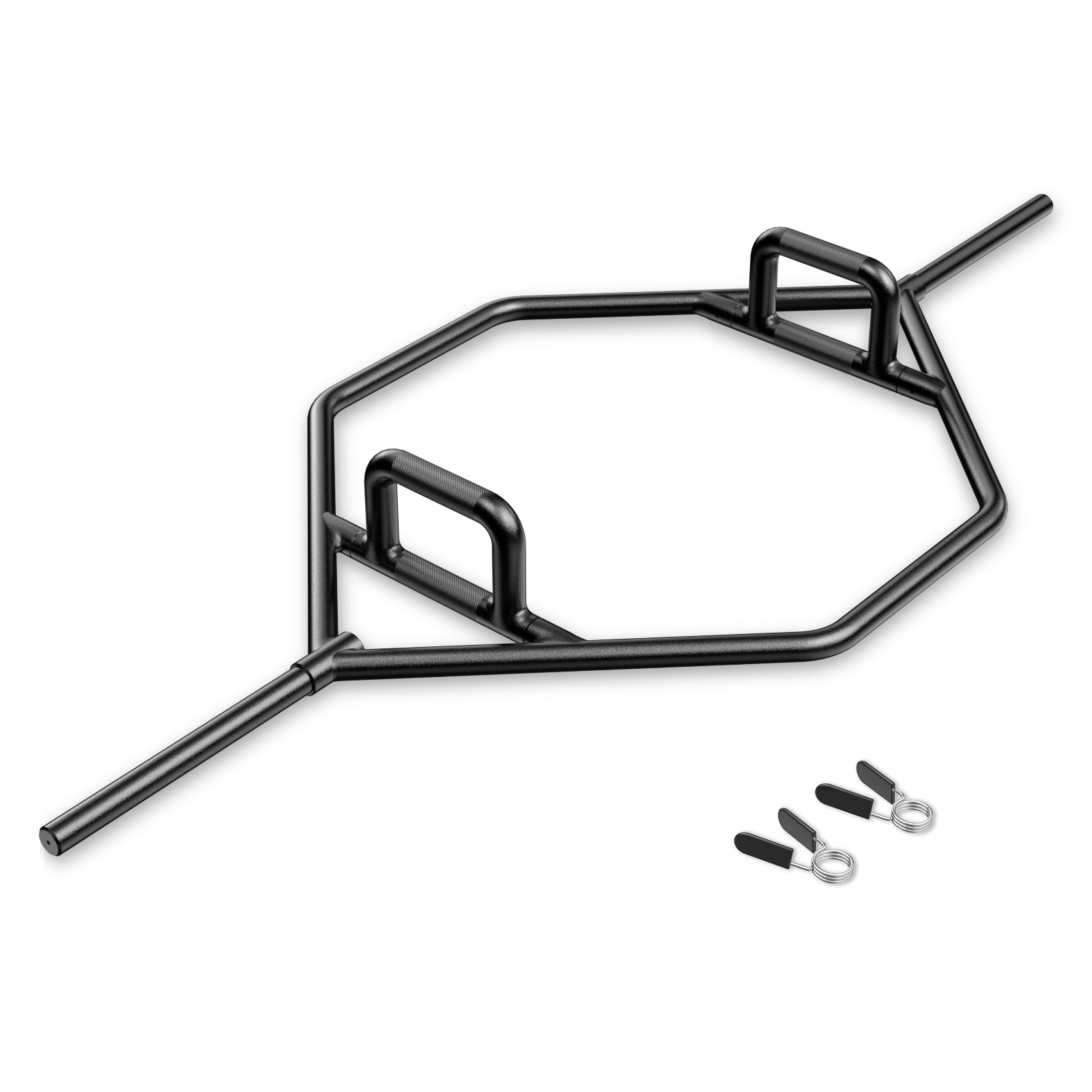 Image of Hex Trap Bar, Heavy Duty Hex Barbell Trap Bar W/ Flat Or Raised Knurled Handles For Squats, Deadlifts, Shrugs, Full Training Weight , Black