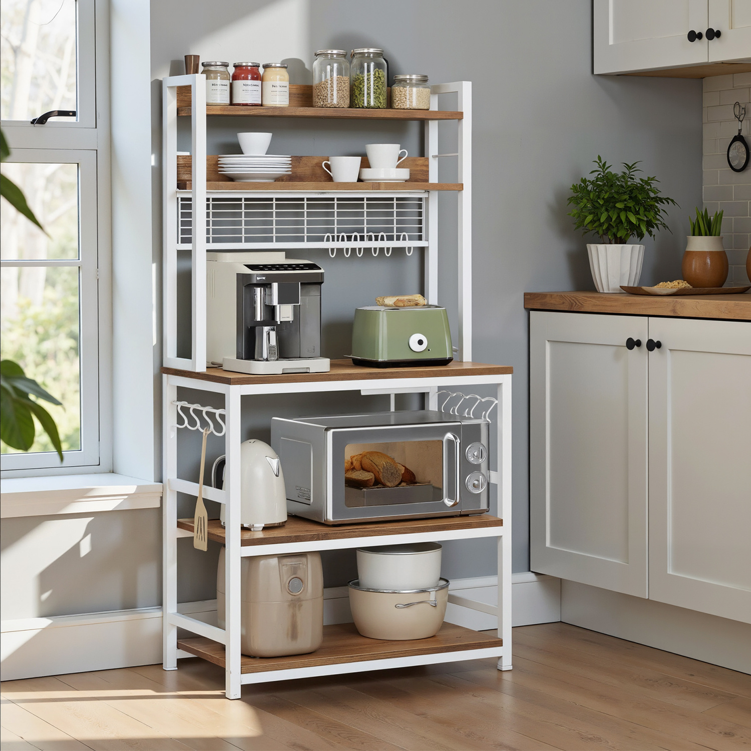 TEMU Étagère utilitaire avec prise électrique, rangement multifonctionnel intégré, adaptée aux cuisines et similaires, 40 x 80 x 170 cm, vintage