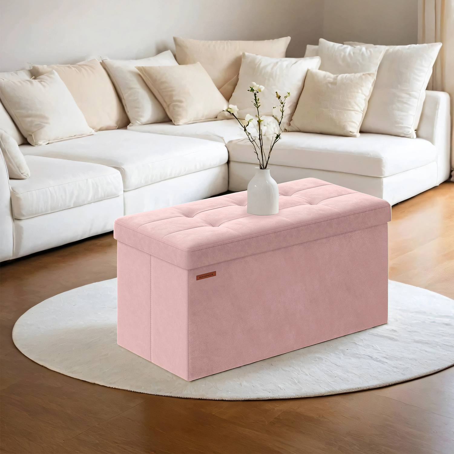 TEMU Ce tabouret en velours élégant et robuste confort et solidité, de supporter jusqu'à 300 kg à ses panneaux de à moyenne (MDF) robustes et ses