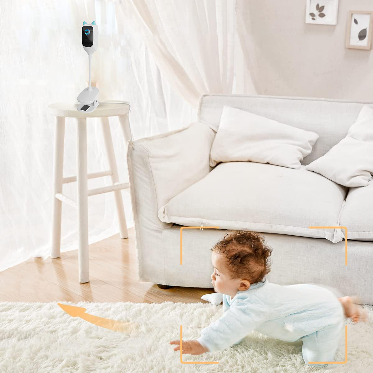 Smart Baby Monitor with Cry Detection, 2K HD & Wide-Angle View, Two-Way Audio, Motion & Electronic Fence Alerts, Night Vision, SD/Cloud Storage