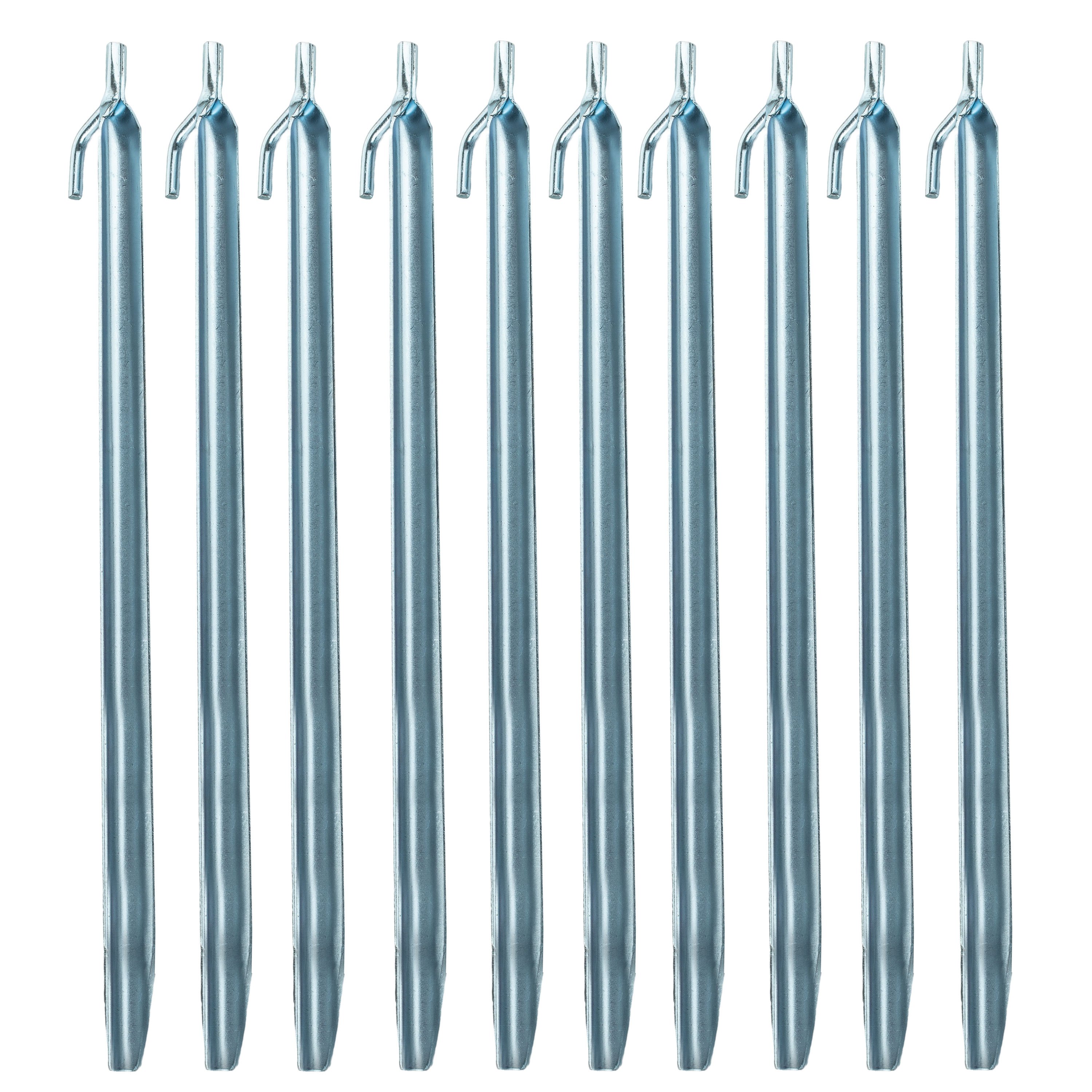 E-shop 10 Stück Sturmhering 30 cm mit Haken V-Profil - Zelthering weiche feuchte Boden Zeltnagel Zeltpflock Erdspieß Camping Zubehör Outdoor Set