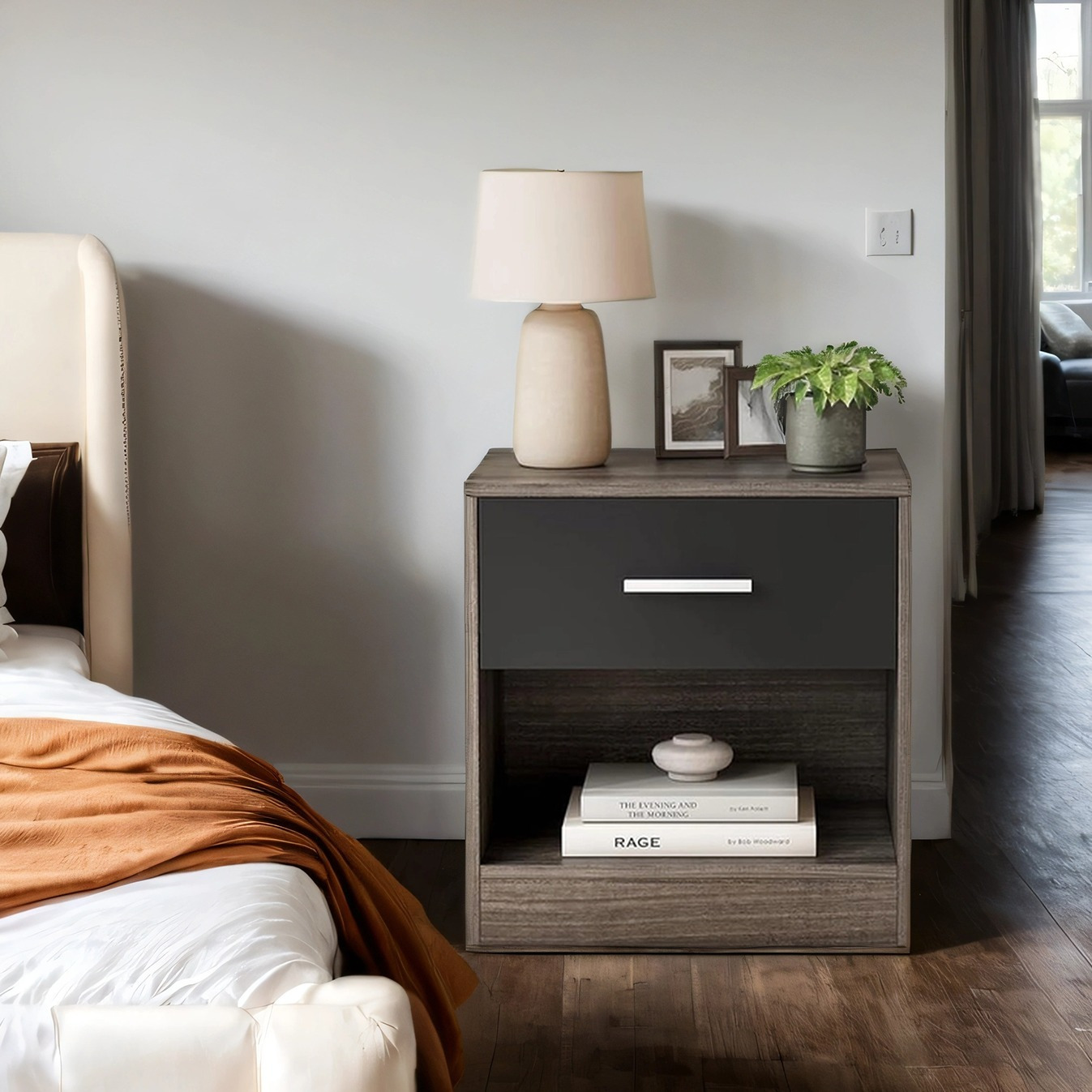 Bedside Table, Side Table, 28 X 39 X 41 Cm, With Drawer, Open Compartment, Coffee Table, Bedroom, Living Room