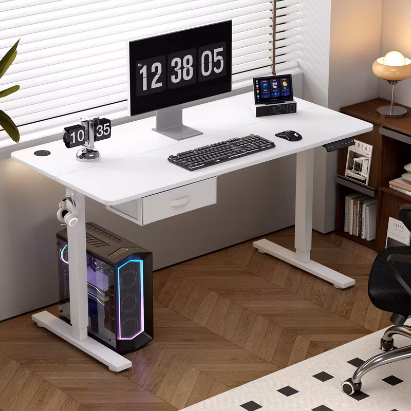 electric standing desk electric standing computer desk with usb charging port and desk drawer for home office details 3