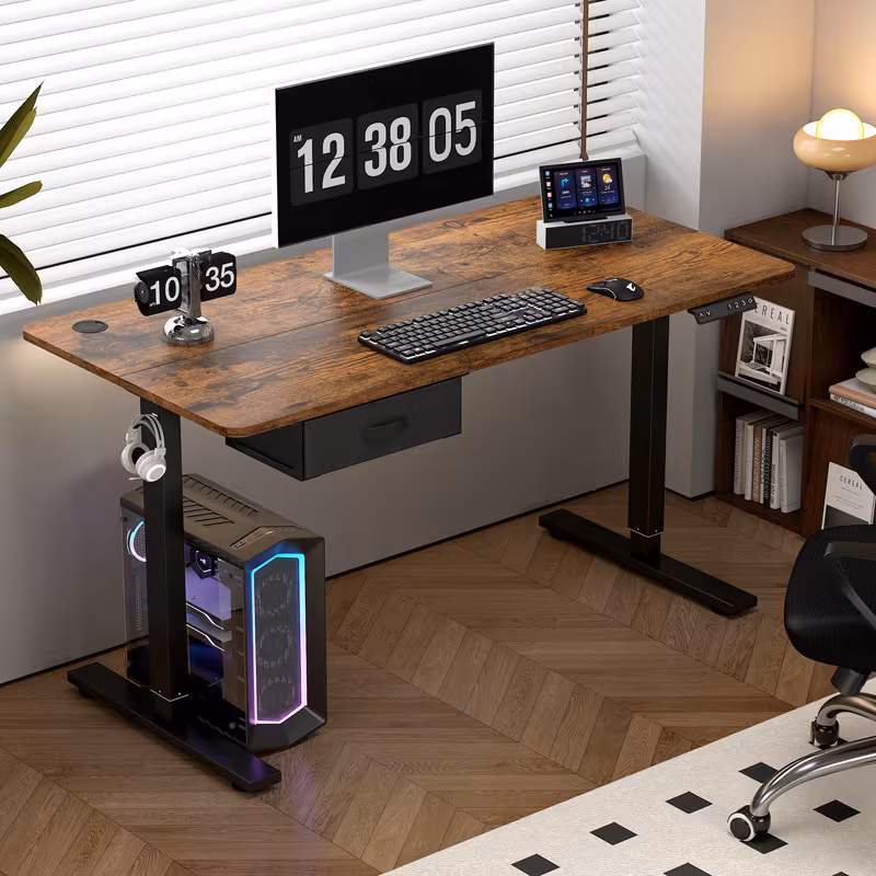 electric standing desk electric standing computer desk with usb charging port and desk drawer for home office details 1