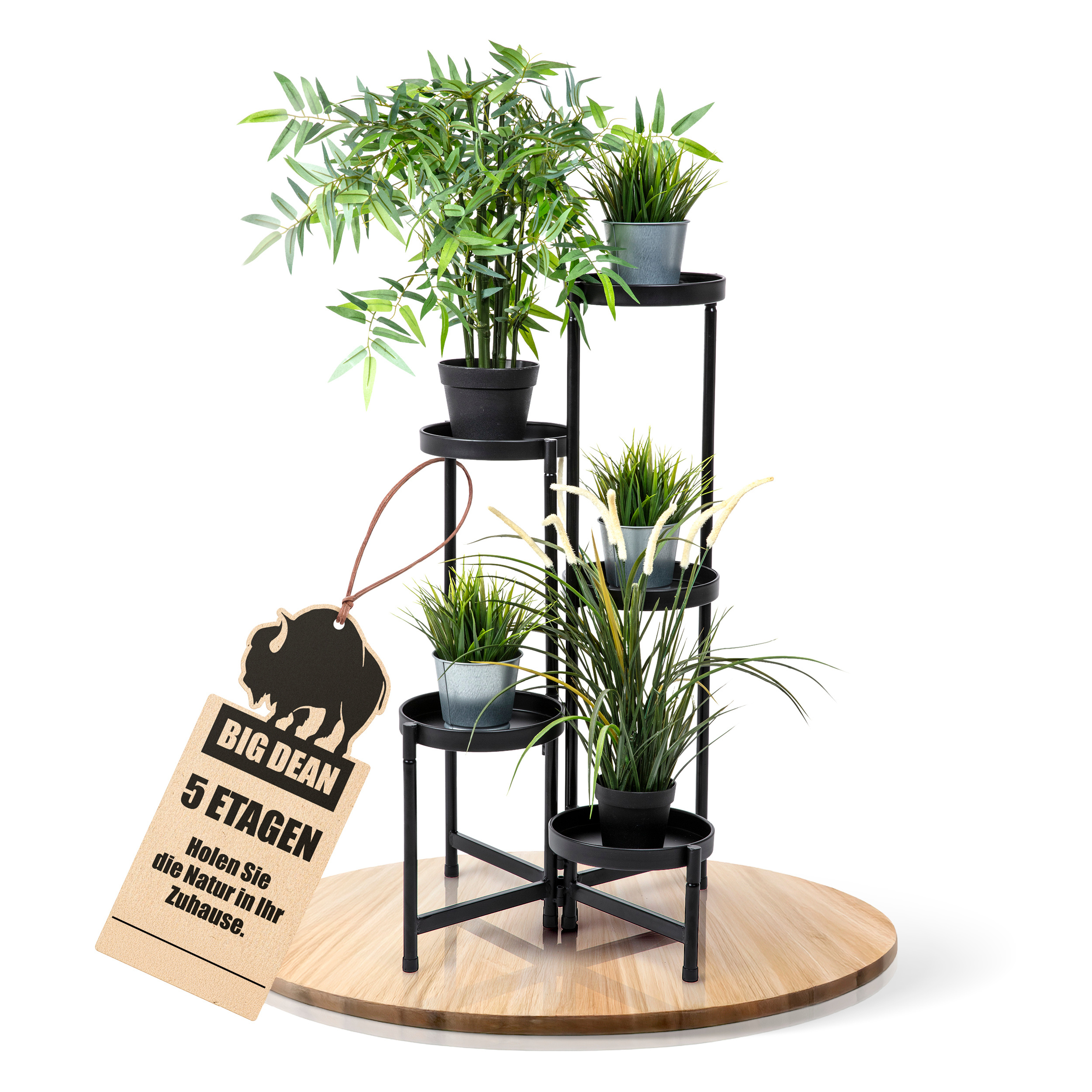 Image of 5-tier Foldable Plant Stand, Sturdy Metal Flower Stand By Bigdean