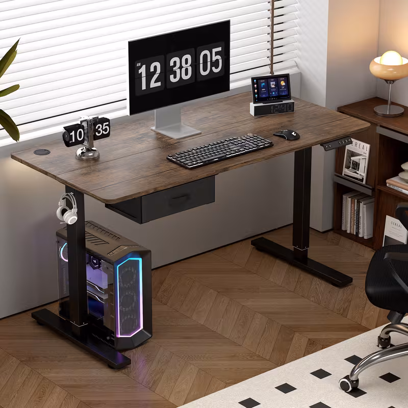 electric standing desk electric standing computer desk with usb charging port and desk drawer for home office details 2