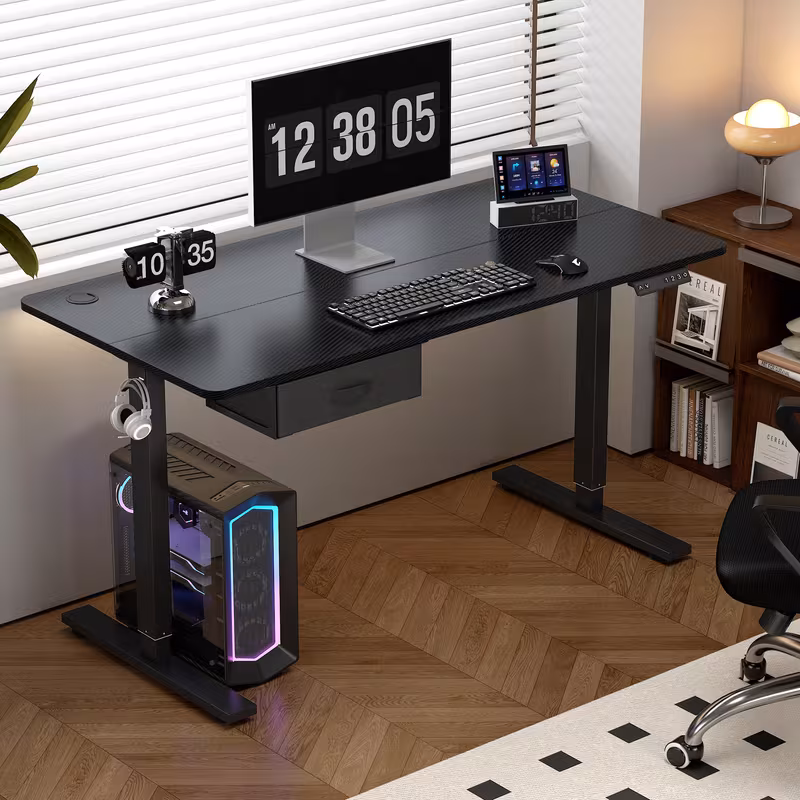 electric standing desk electric standing computer desk with usb charging port and desk drawer for home office details 0