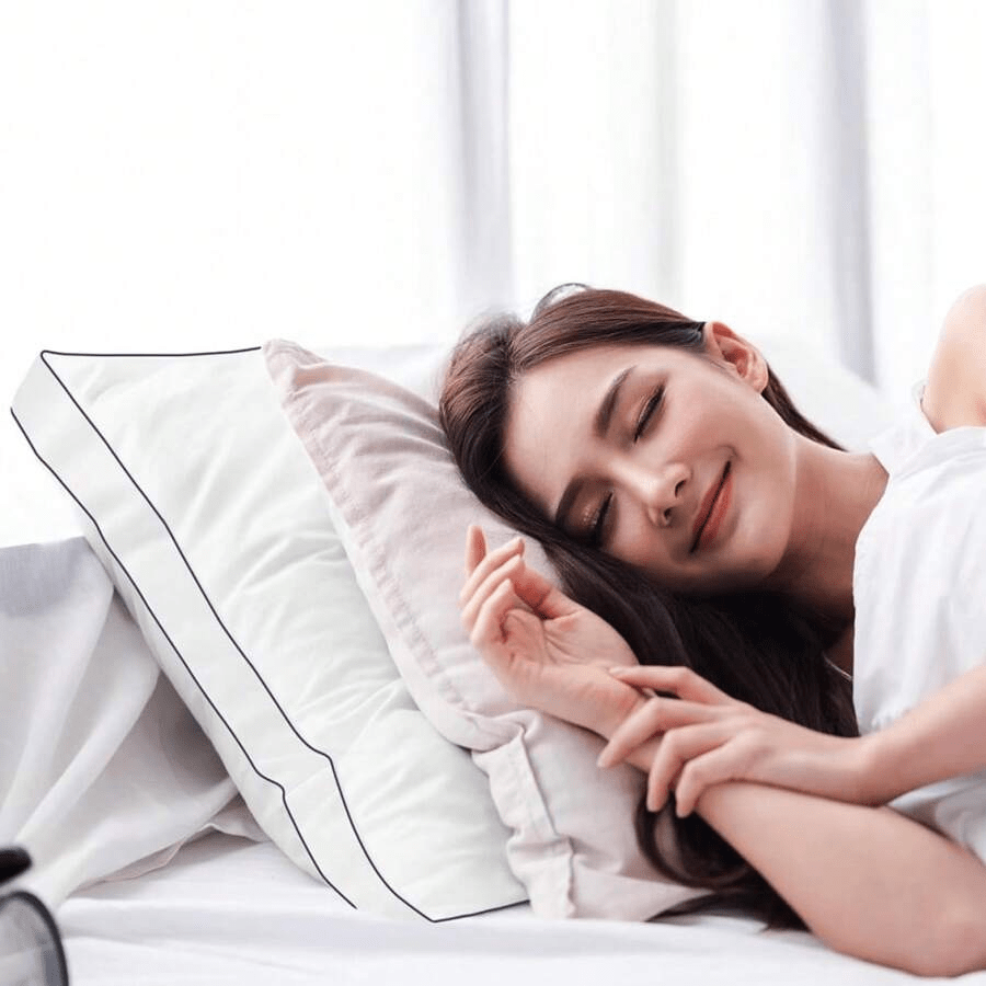 Pack of 2 EGYPTIAN COTTON FILLED PILLOWS - Filled with Hollow Fiber 1000 GSM | Charcoal Piping Design |Extra Filled |Ultra Plush |Back Support Bed Pillows - Standard Size UK