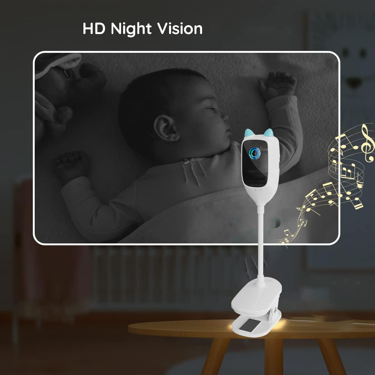 Smart Baby Monitor with Cry Detection, 2K HD & Wide-Angle View, Two-Way Audio, Motion & Electronic Fence Alerts, Night Vision, SD/Cloud Storage